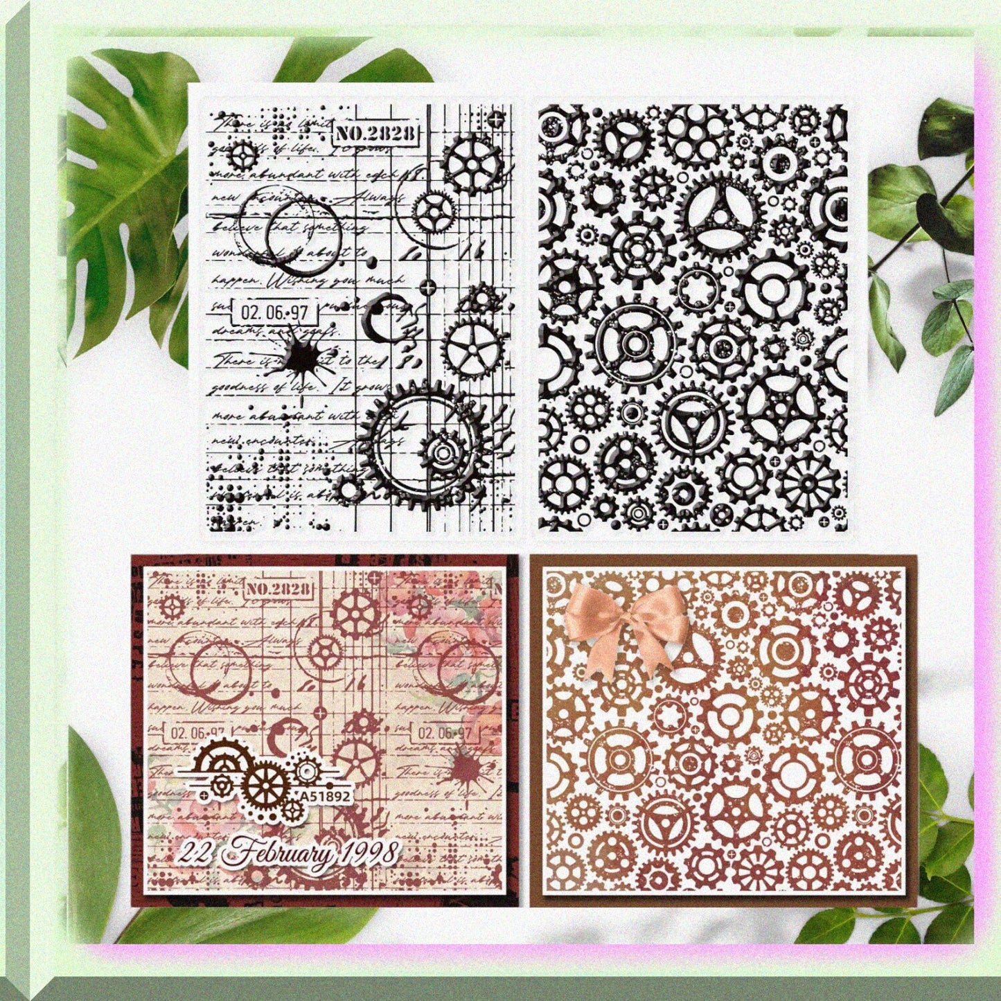 Mechanical Gears Clear Stamp Set 4.7x7.9 Inches