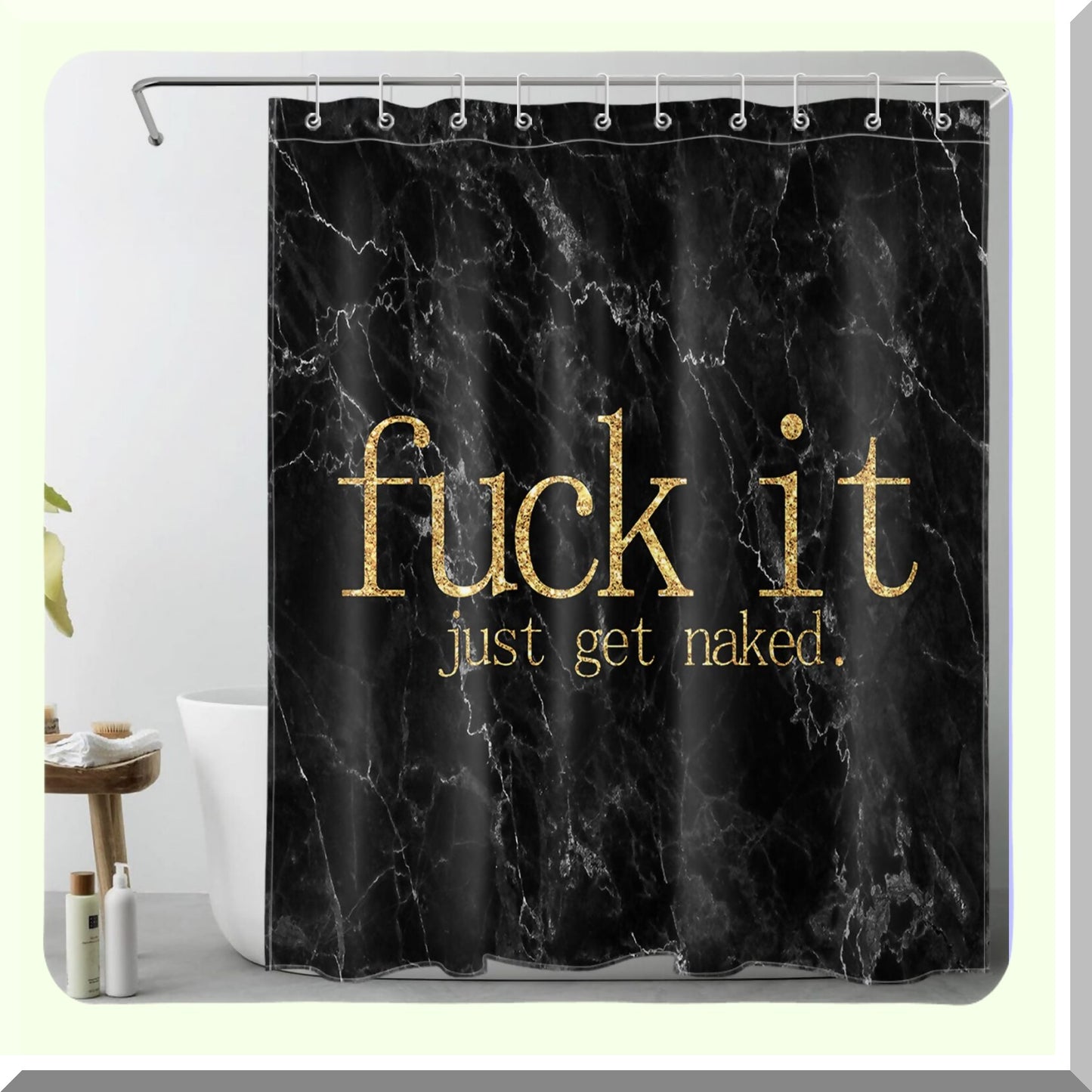 Black Marble Shower Curtain 60x72 inch Polyester Fabric