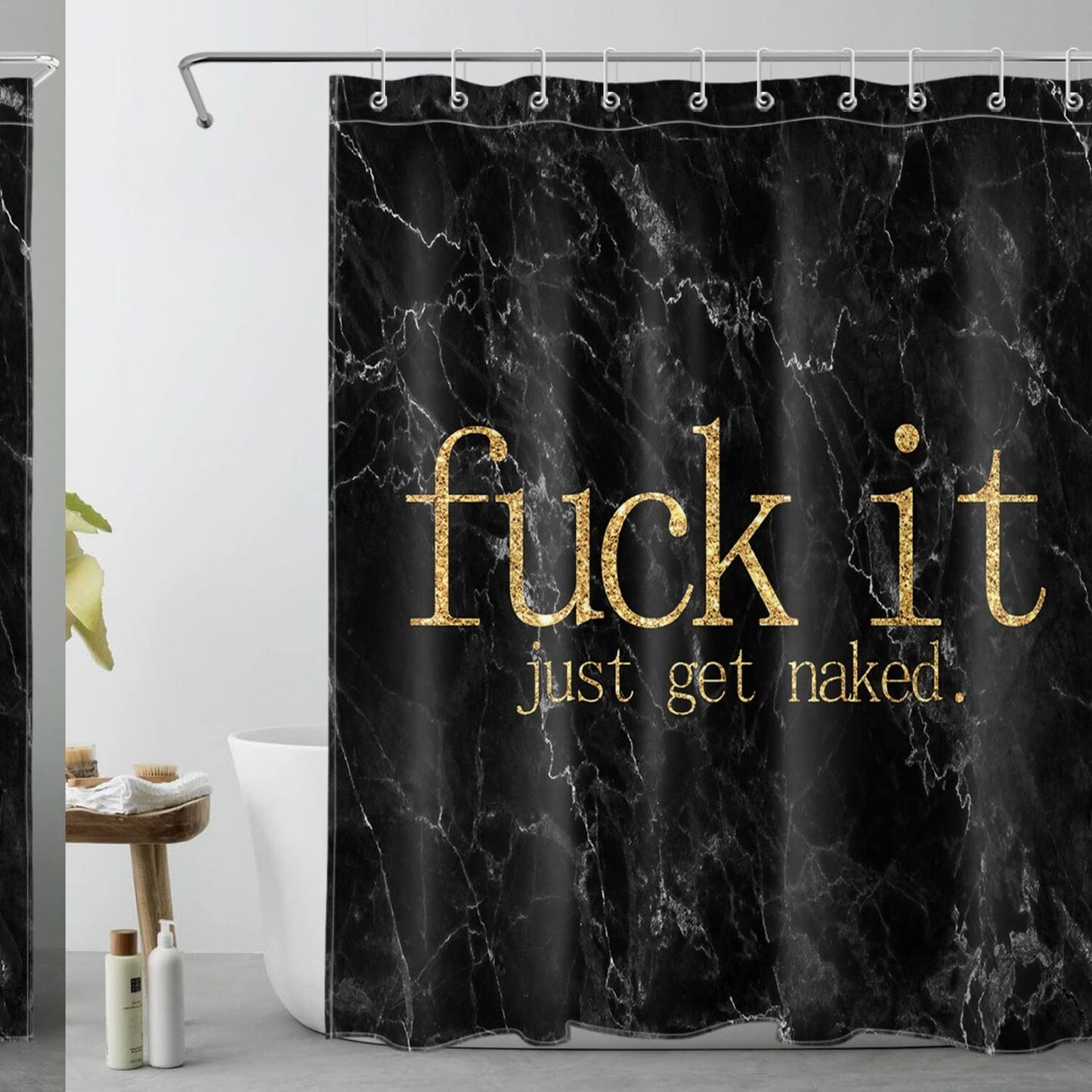 Black Marble Shower Curtain 60x72 inch Polyester Fabric