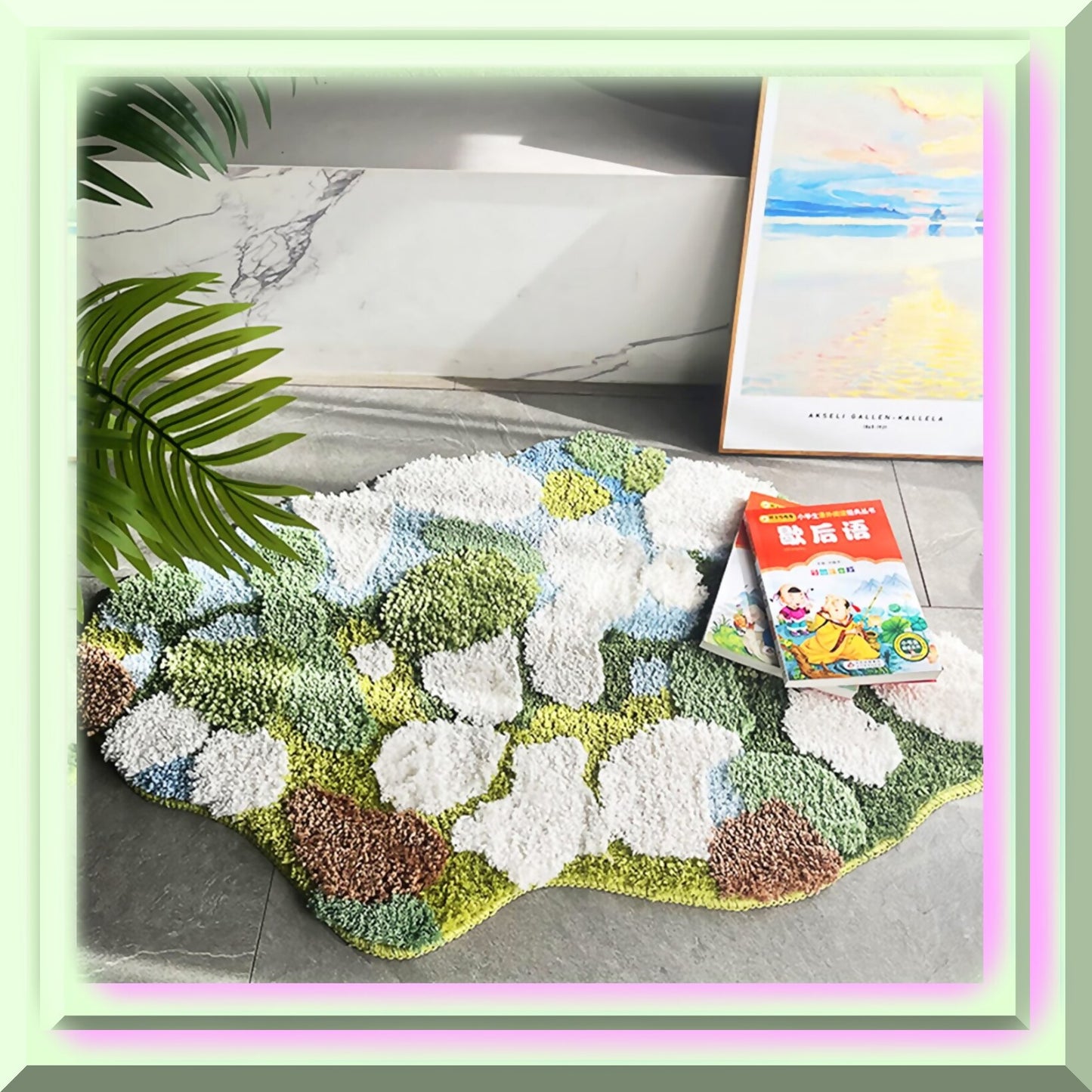 Moss 3D Shag Rug for Bathroom 35.4"x23.6"