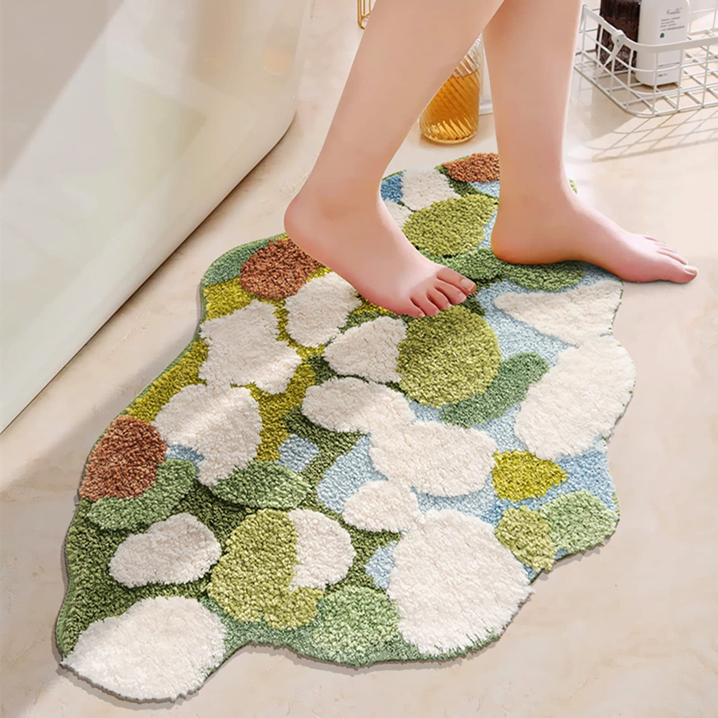 Moss 3D Shag Rug for Bathroom 35.4"x23.6"