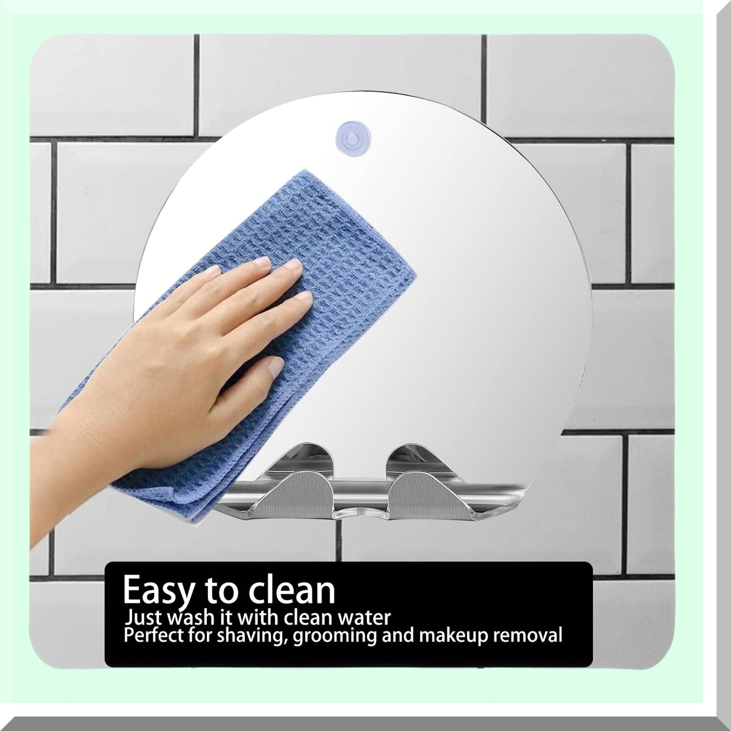 Fogless Shower Mirror with Lock Suction and Hook