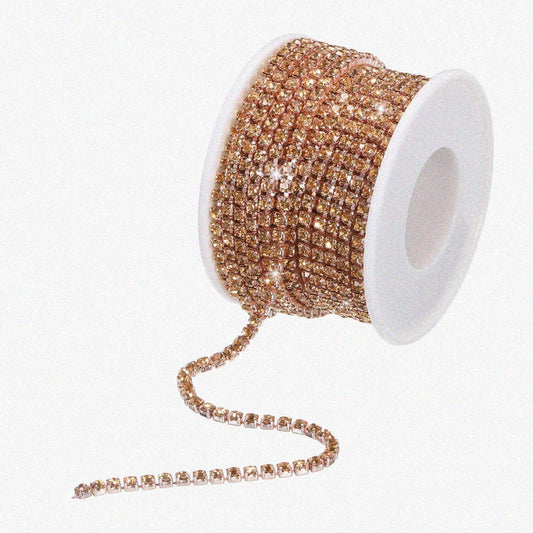 10 Yard 3mm Crystal Rhinestone Chain Champagne