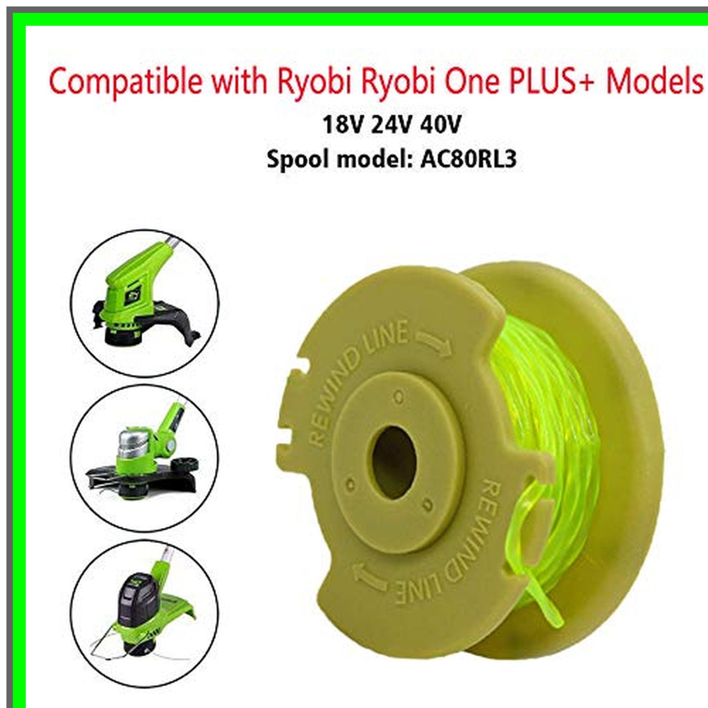 Efficient Replacement Spool Line for Cordless Trimmers - 8 Spools & 2 Caps