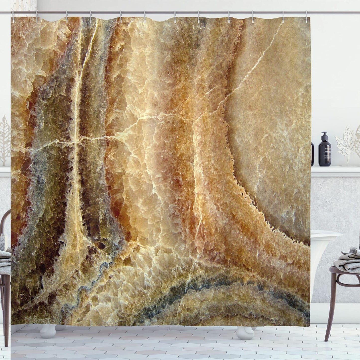 Marble Shower Curtain Onyx Pattern 69x75 inches