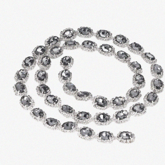 1 Yard Black Crystal Rhinestone Chain Trim 1.5cm