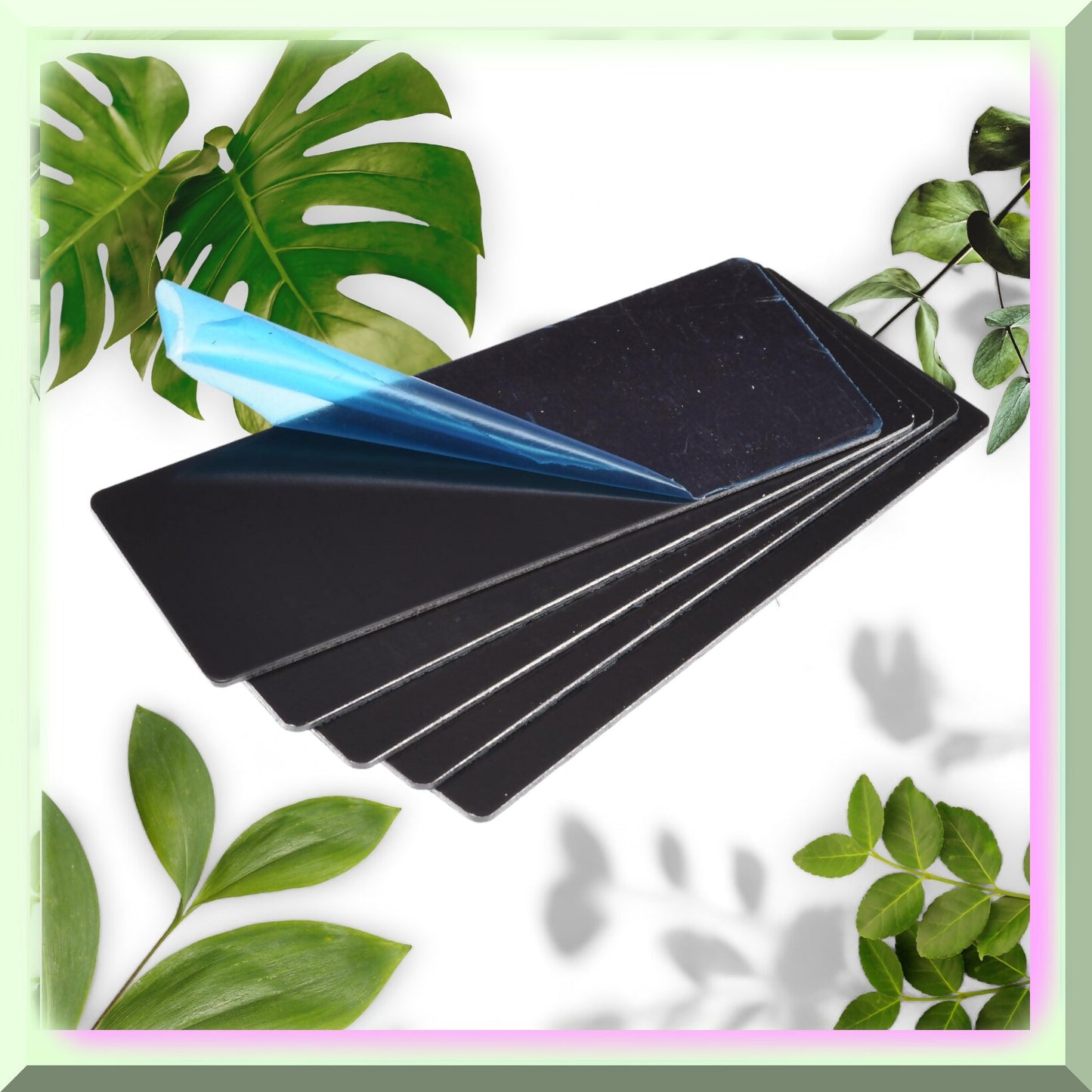 Set of 5 Black Metal Cards 80mm x 30mm