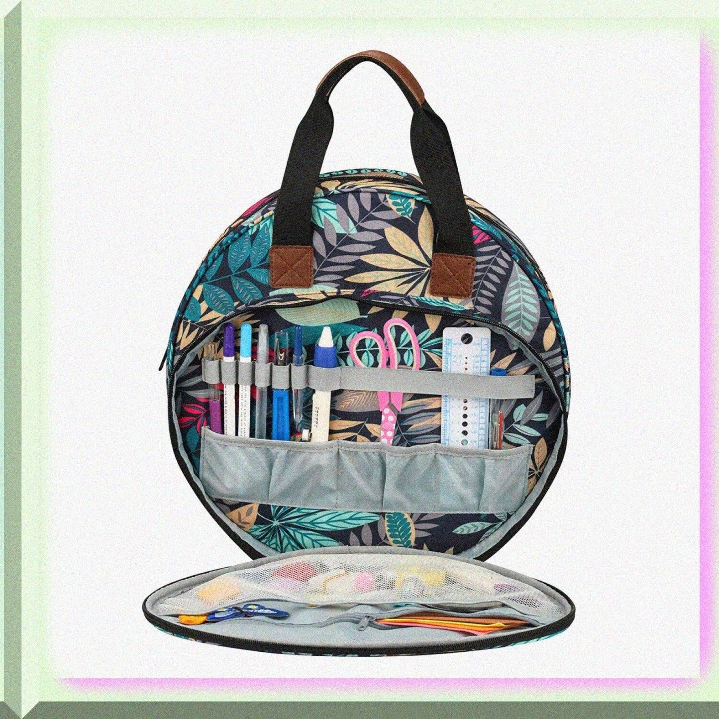 Embroidery Storage Bag for Cross Stitch, Leaves