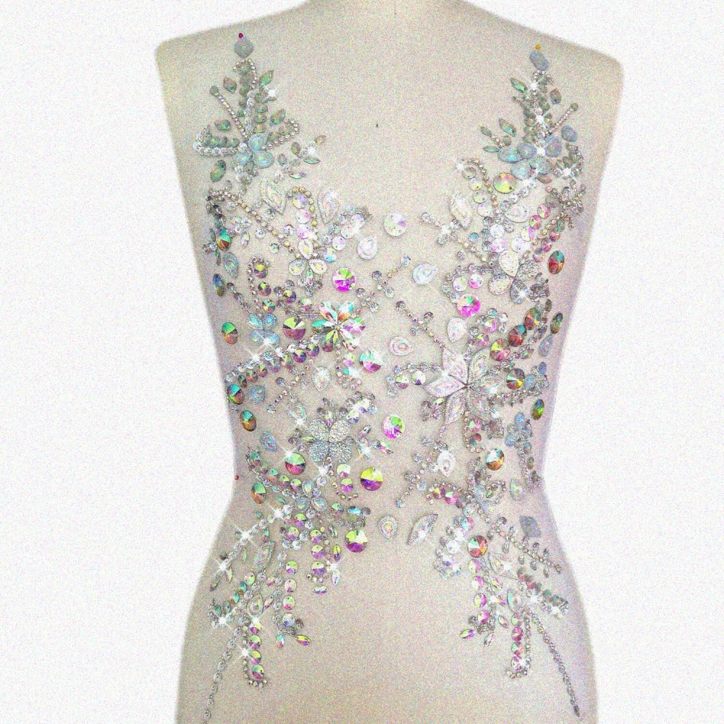 Sew on Sequin Crystal Rhinestone Beaded Appliques 12x21 in