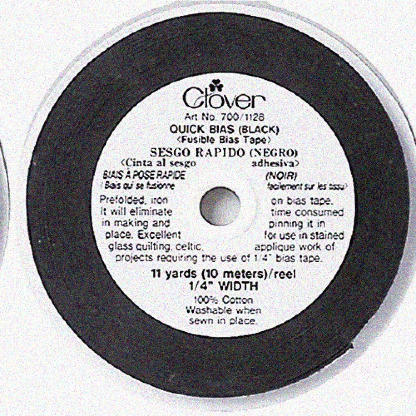700-1128 Quick Fusible Bias Tape 1/4-Inch Black 11-Yard