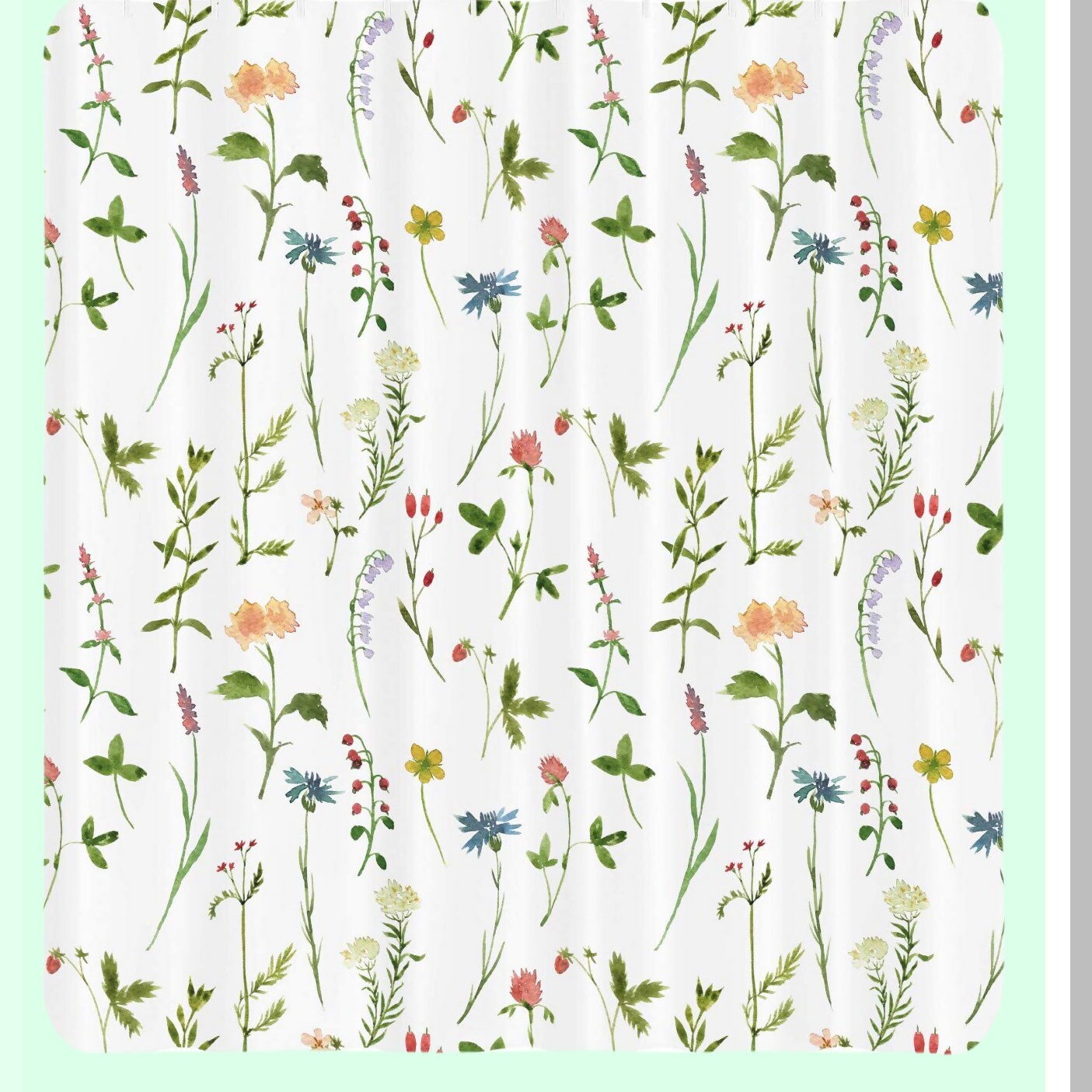 Floral Shower Curtain Spring Flowers Watercolors 69x70 Ivory
