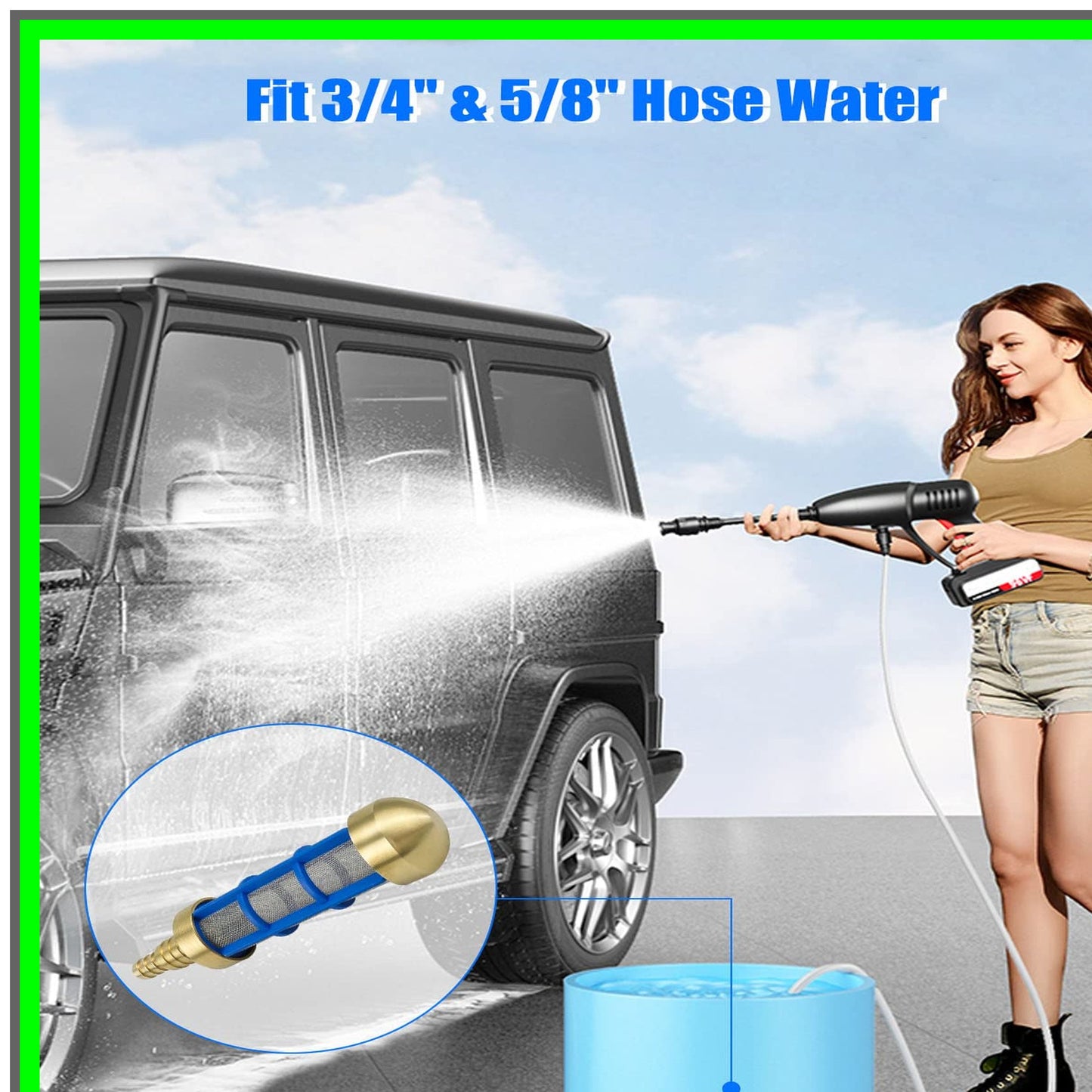Efficient Water Suction Strainer for 3/4'' and 5/8'' Pressure Washer Hoses