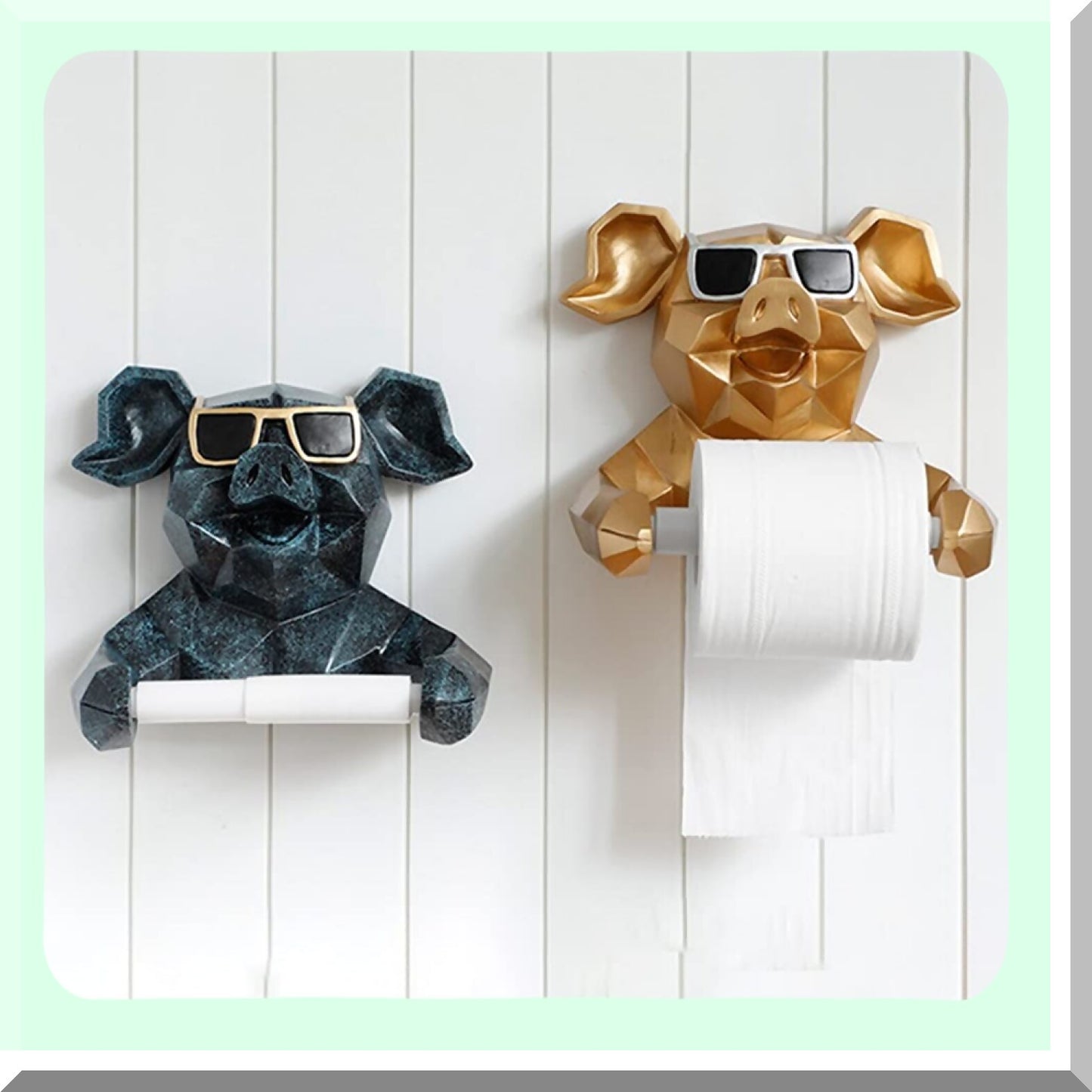 Geometric Pig Tissue Holder Gold 19x22cm