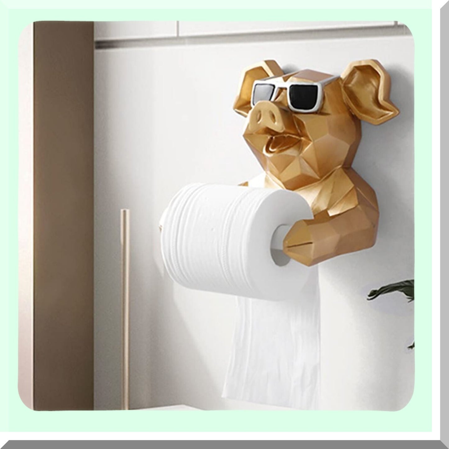 Geometric Pig Tissue Holder Gold 19x22cm