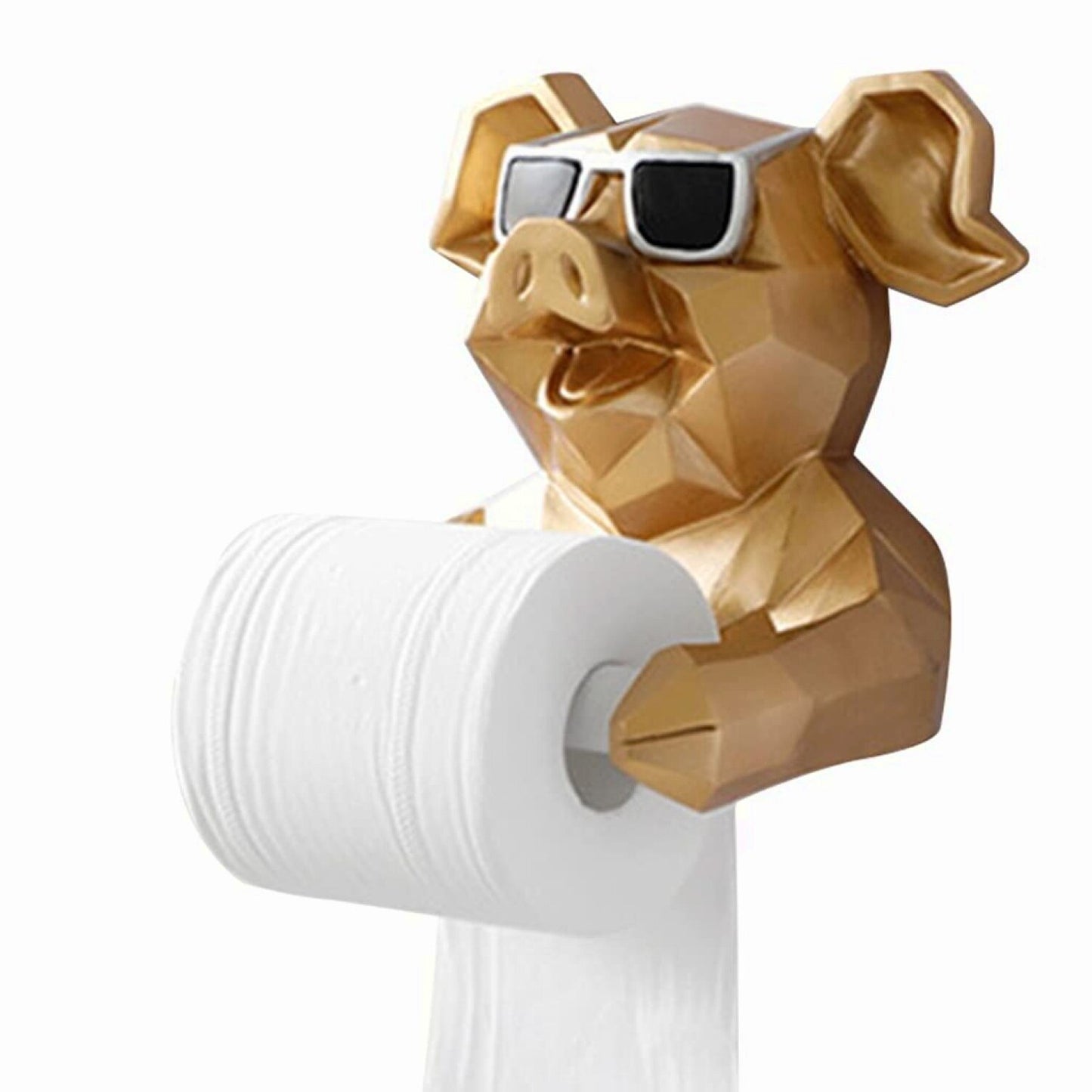 Geometric Pig Tissue Holder Gold 19x22cm