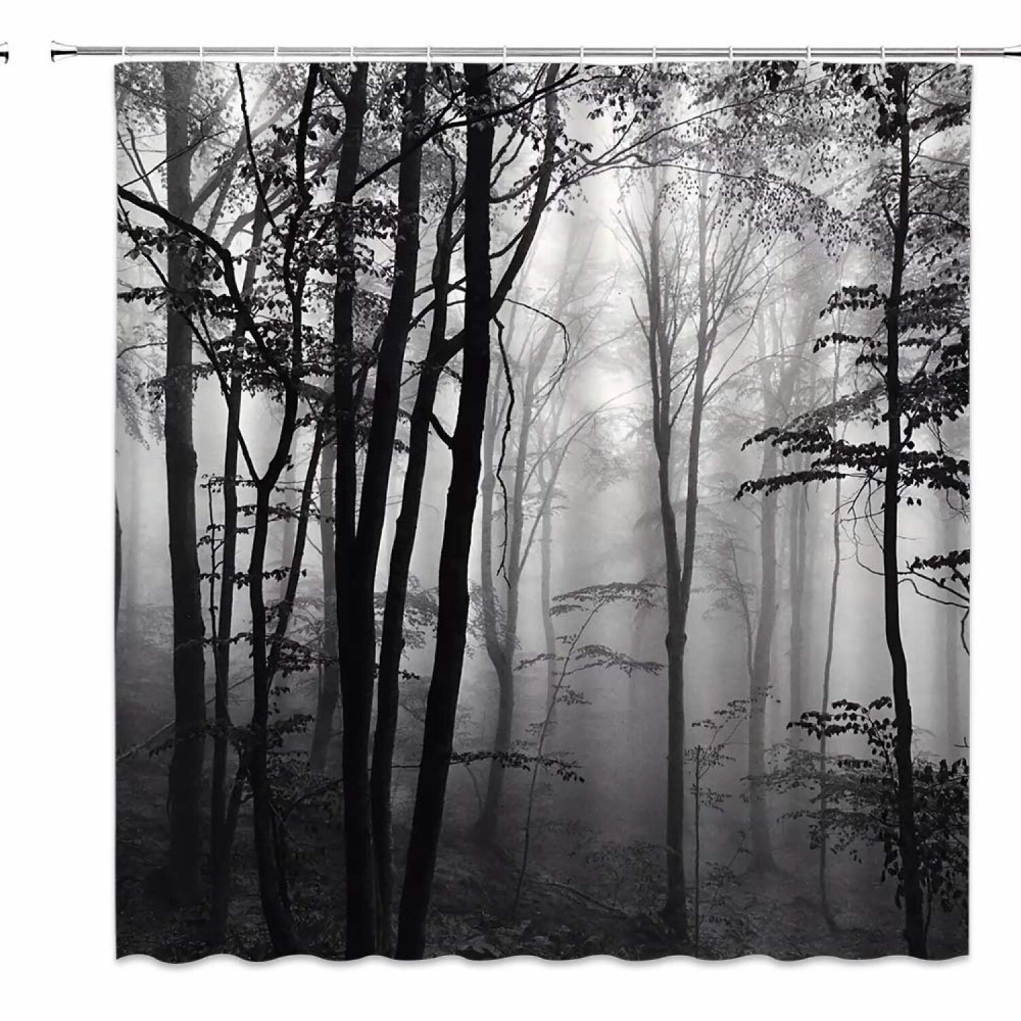 Forest Shower Curtain Black and White Woods 60x70 Inches
