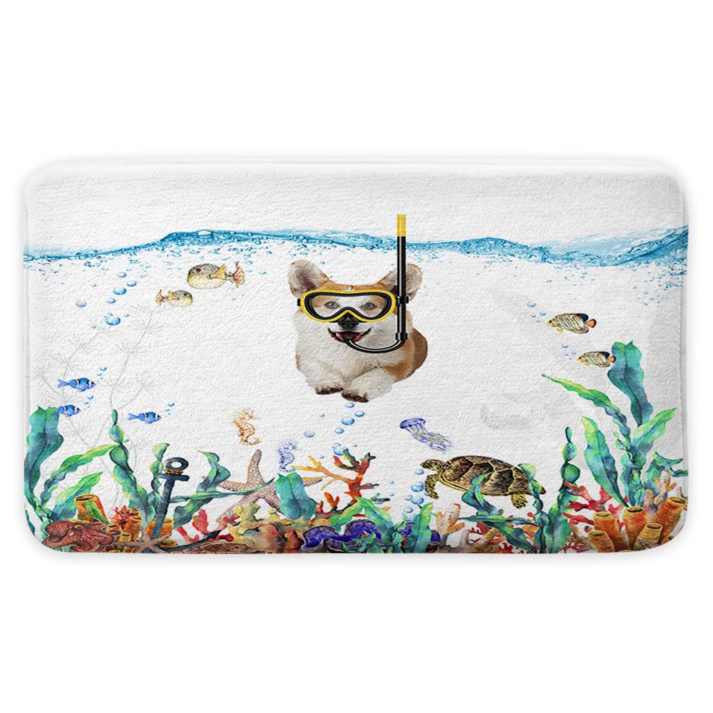 Funny Corgi Dog Bath Mat 17x29 Inch