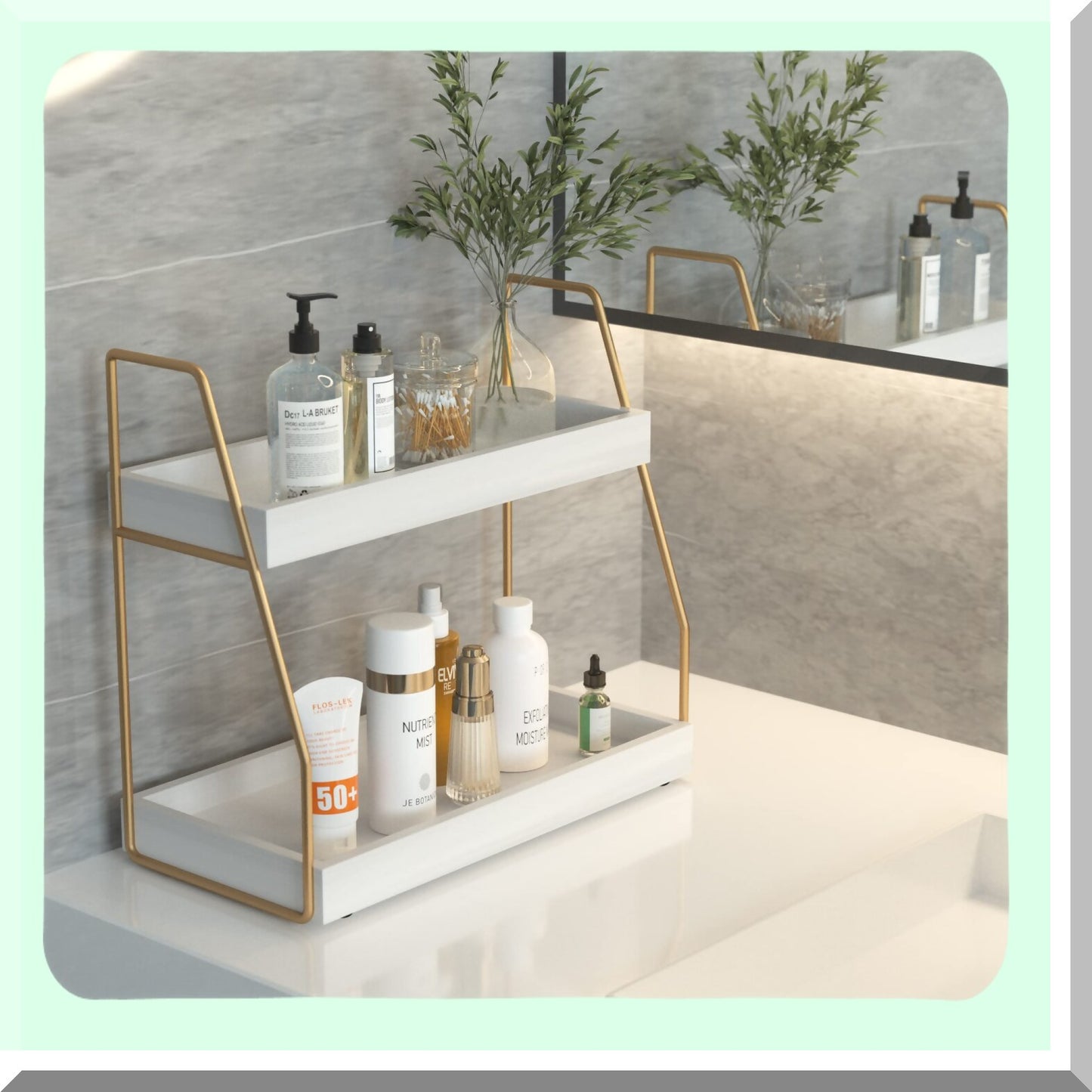 2-Tier Wooden Bathroom Counter Organizer