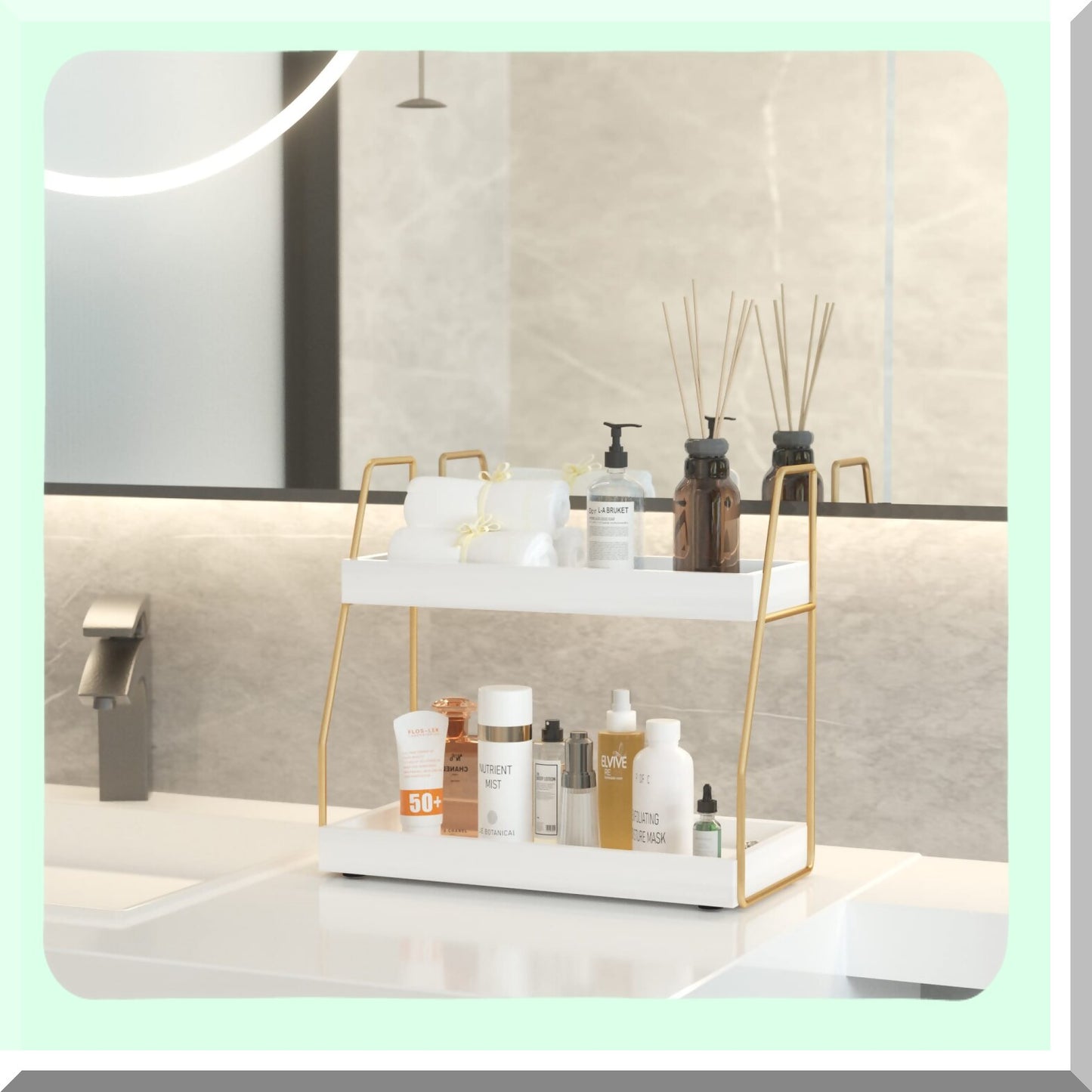 2-Tier Wooden Bathroom Counter Organizer