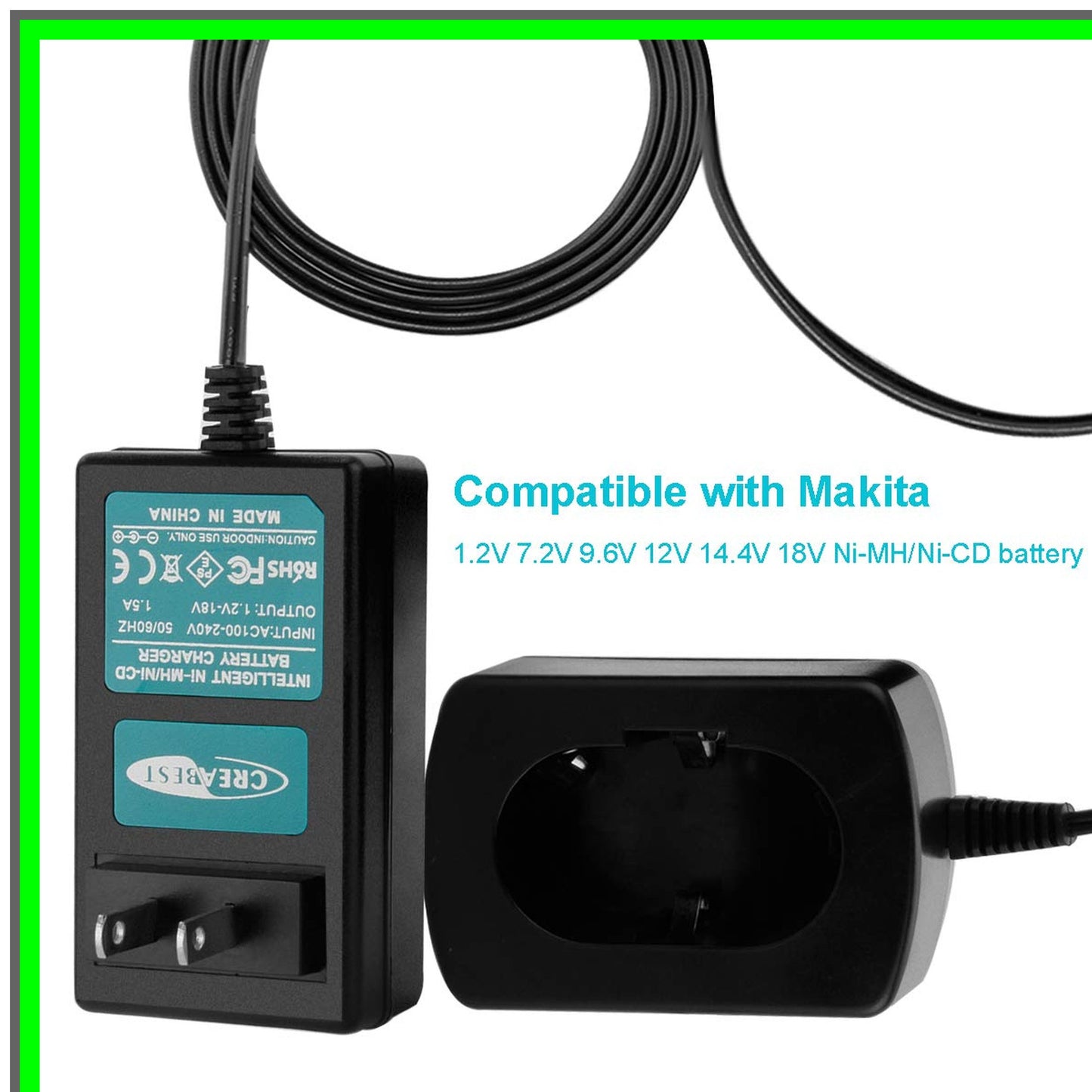 Versatile Pod Style Battery Charger for Makita 7.2V to 18V Ni-MH/Ni-CD