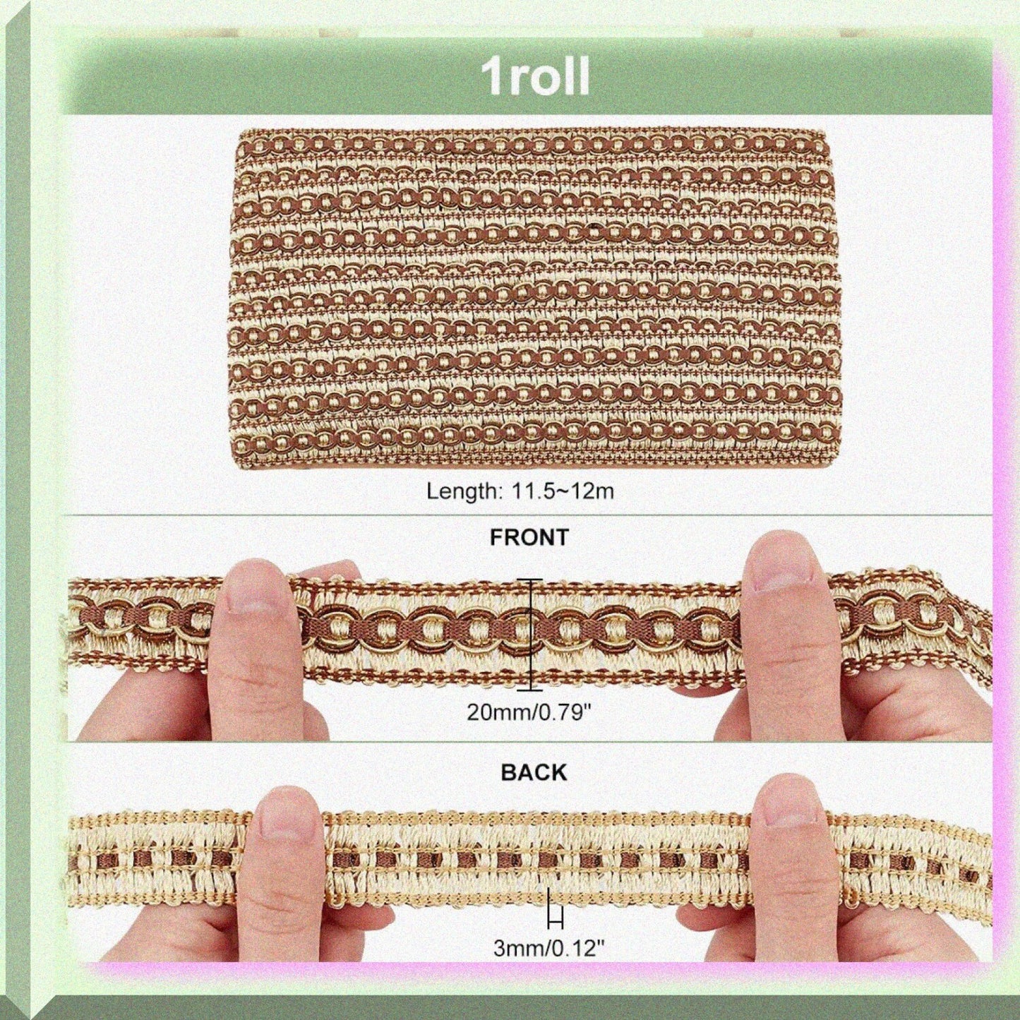 12 Yards 20mm Polyester Braid Trim Goldenrod