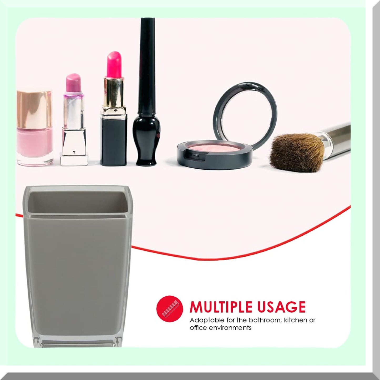 Grey Plastic Bathroom Tumbler for Rinsing and Storage