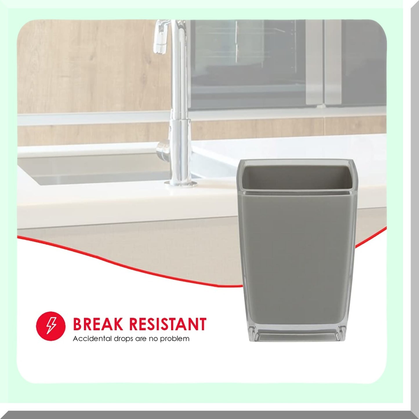 Grey Plastic Bathroom Tumbler for Rinsing and Storage