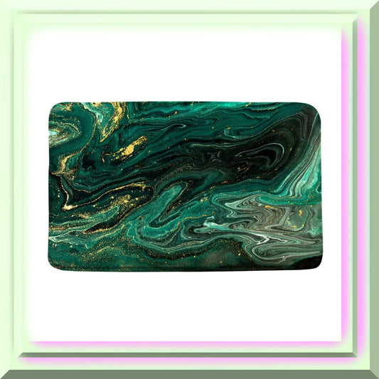Emerald Green Marble Texture Bath Mat