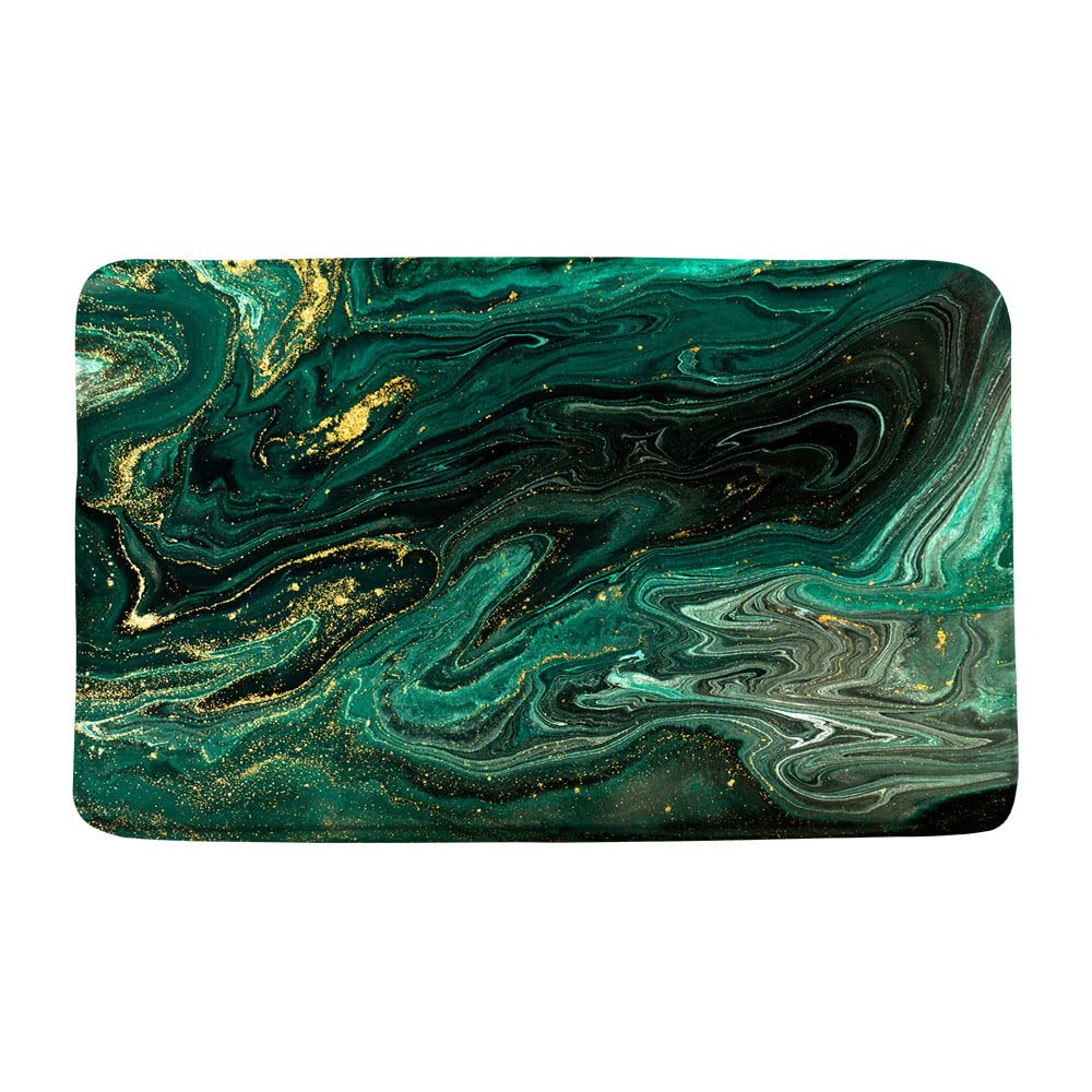 Emerald Green Marble Texture Bath Mat