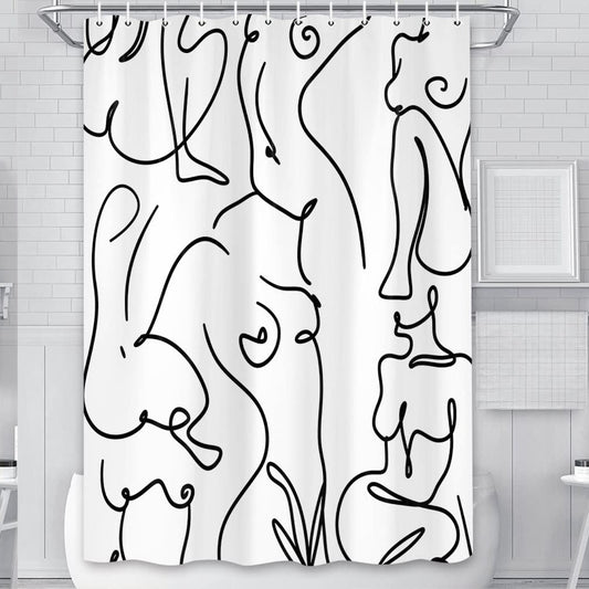 Nude Adults Black and White Abstract Shower Curtain