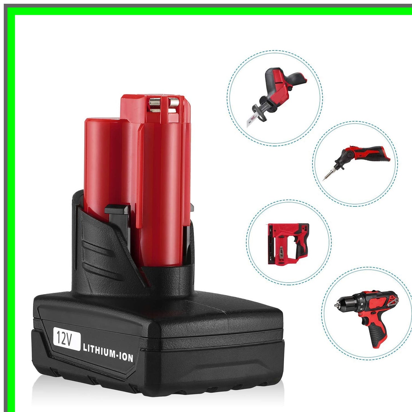 Dual 12V 6.5Ah Lithium Replacement Battery for Milwaukee M12 Tools