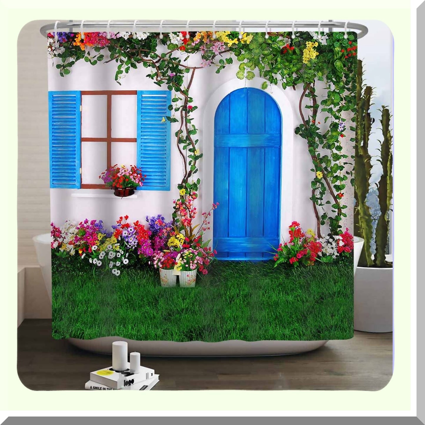 Flower Retro Window Floral Shower Curtain 72x72 Inch