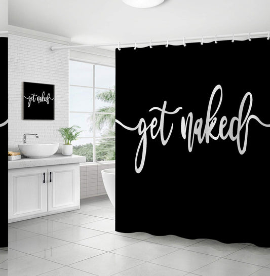 White Waffle Shower Curtain with Funny Words, Waterproof, Durable