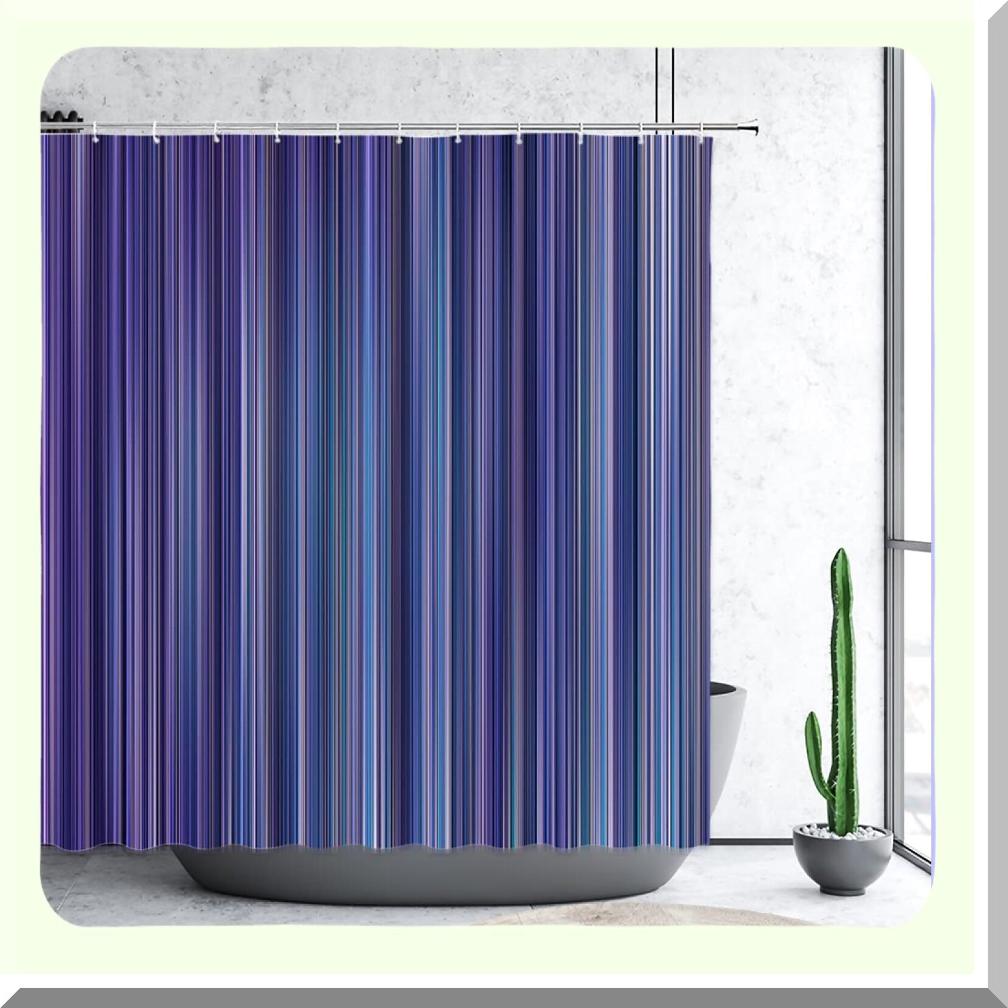 Purple Striped Shower Curtain with Hooks