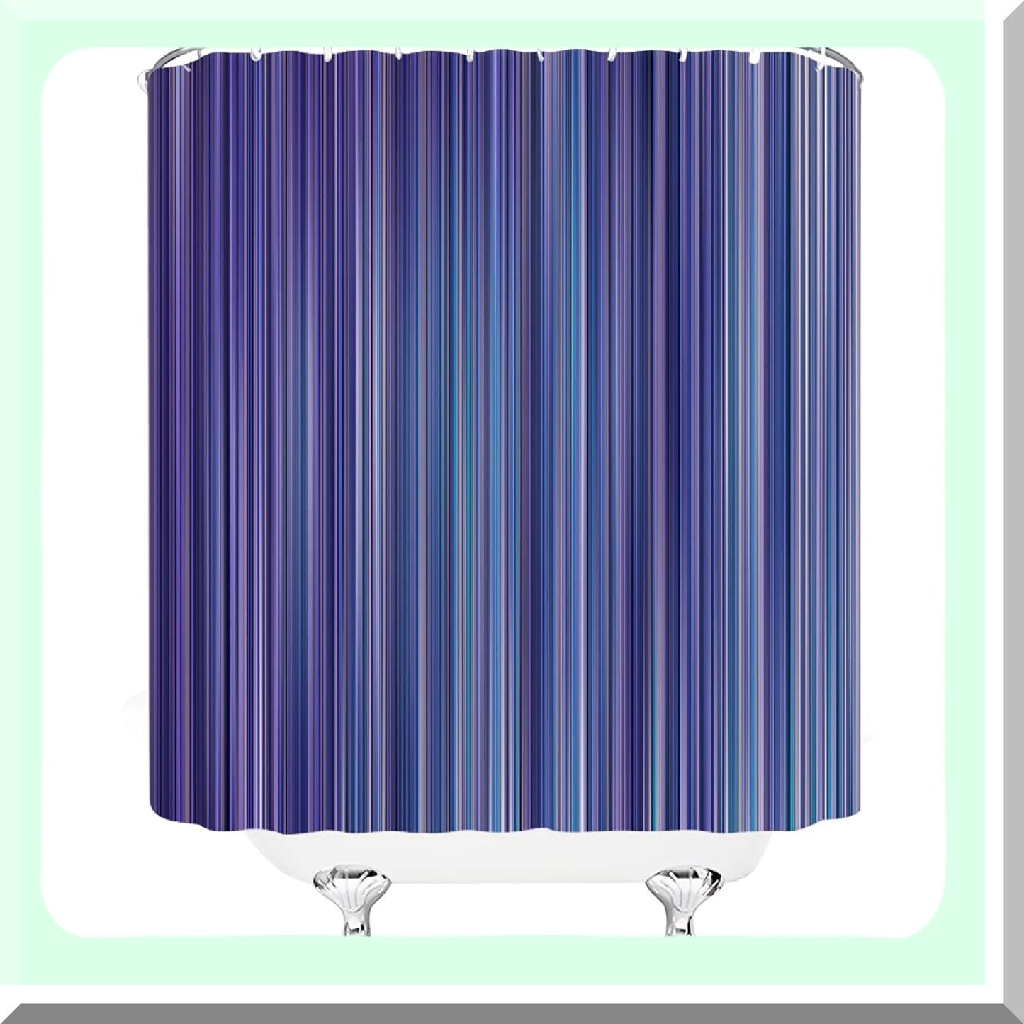 Purple Striped Shower Curtain with Hooks