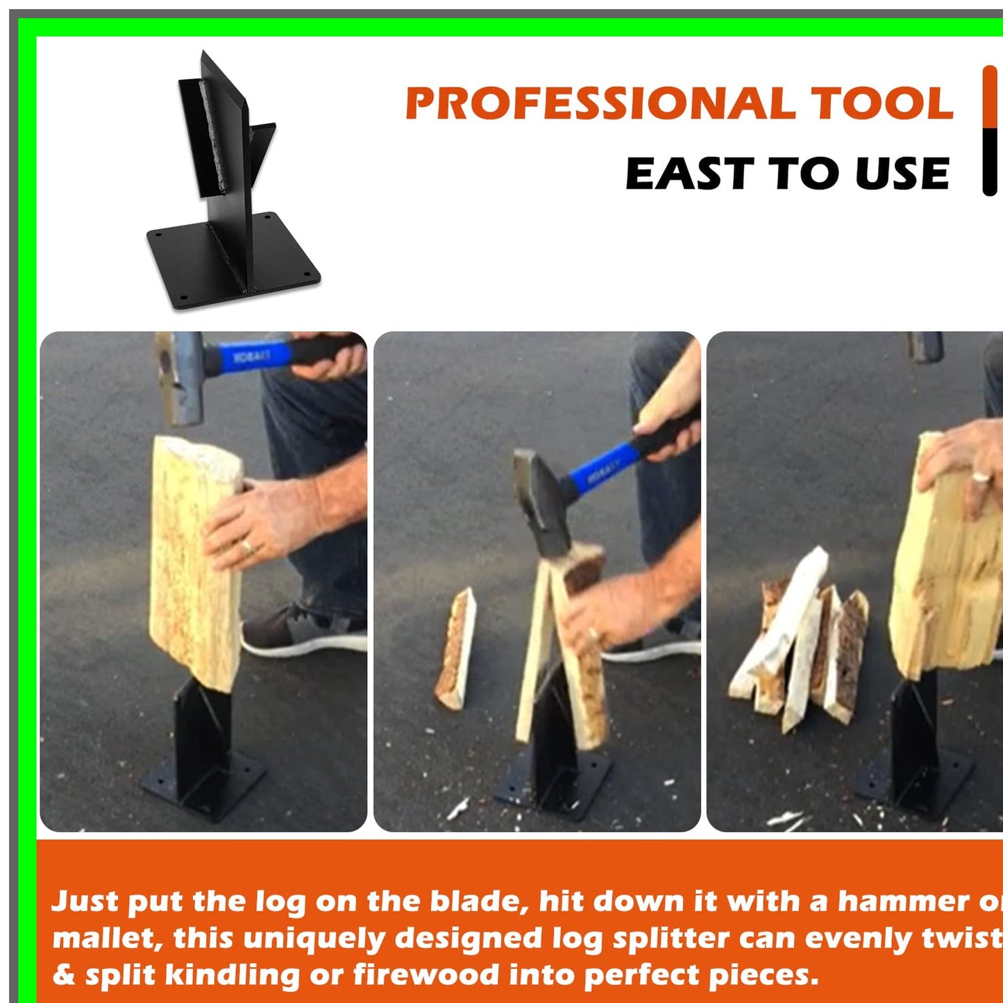 Heavy Duty Wood Kindling Splitter for Efficient Log Chopping and Camping