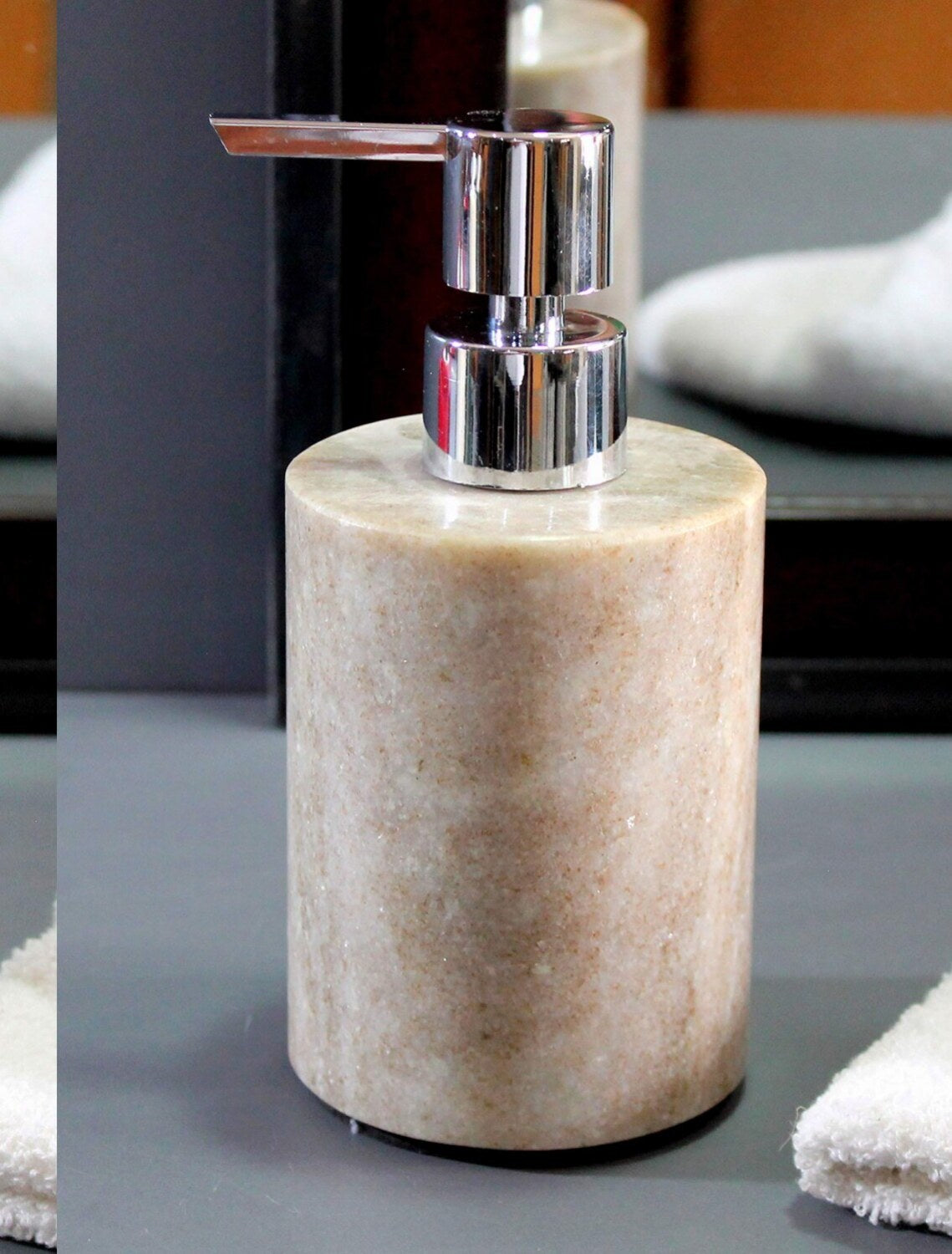 Marble Soap/Lotion Dispenser Brown 4in