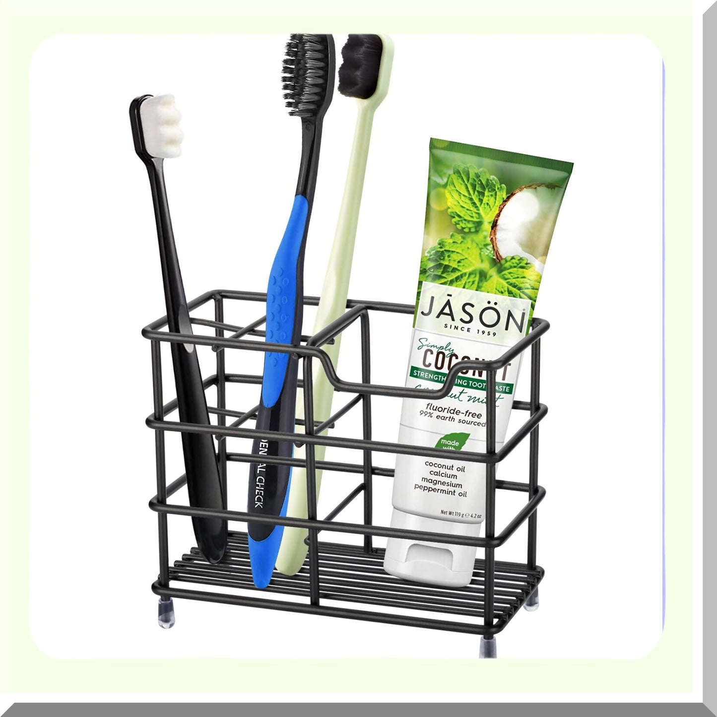 304 Stainless Steel Bathroom Toothbrush and Toothpaste Holder Black