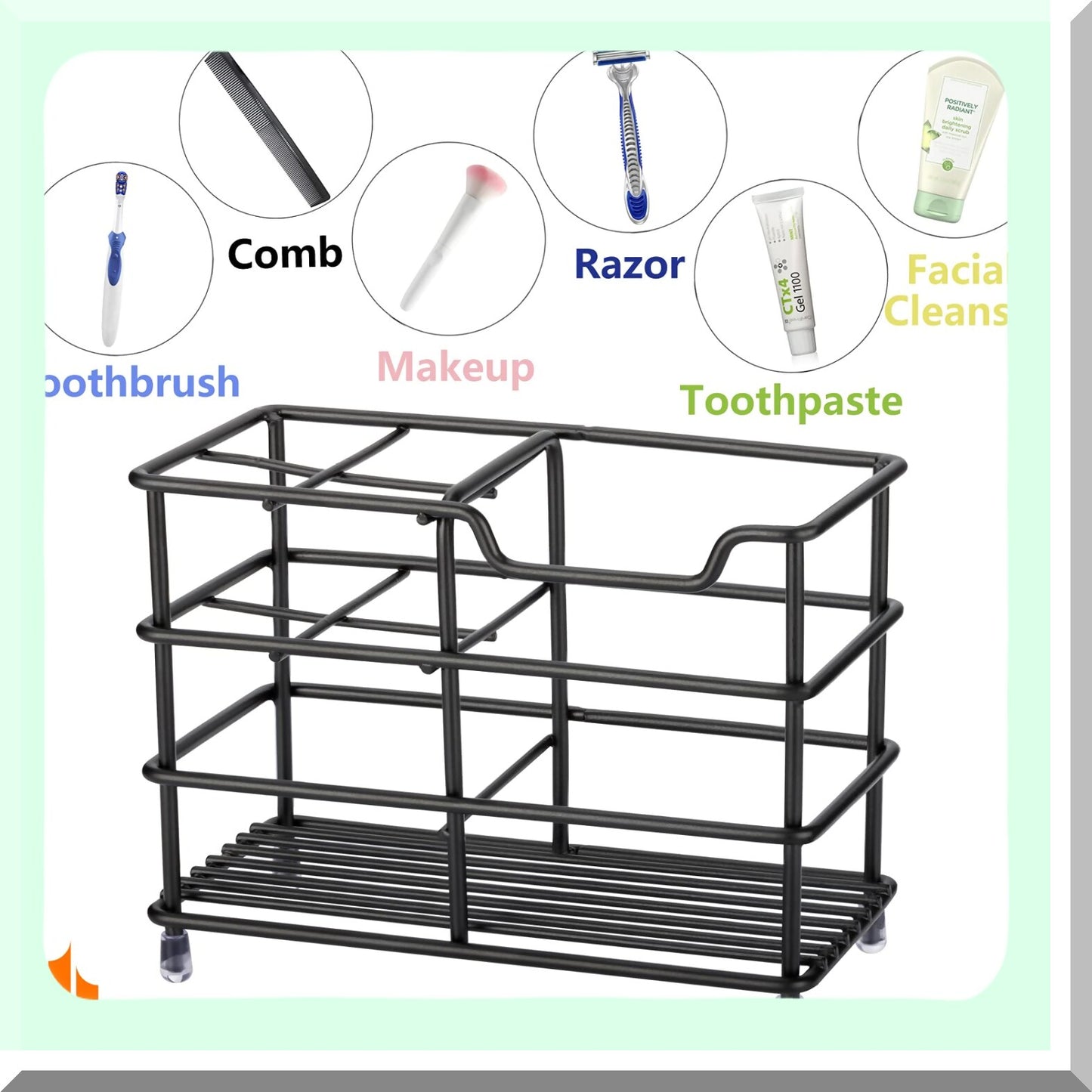304 Stainless Steel Bathroom Toothbrush and Toothpaste Holder Black