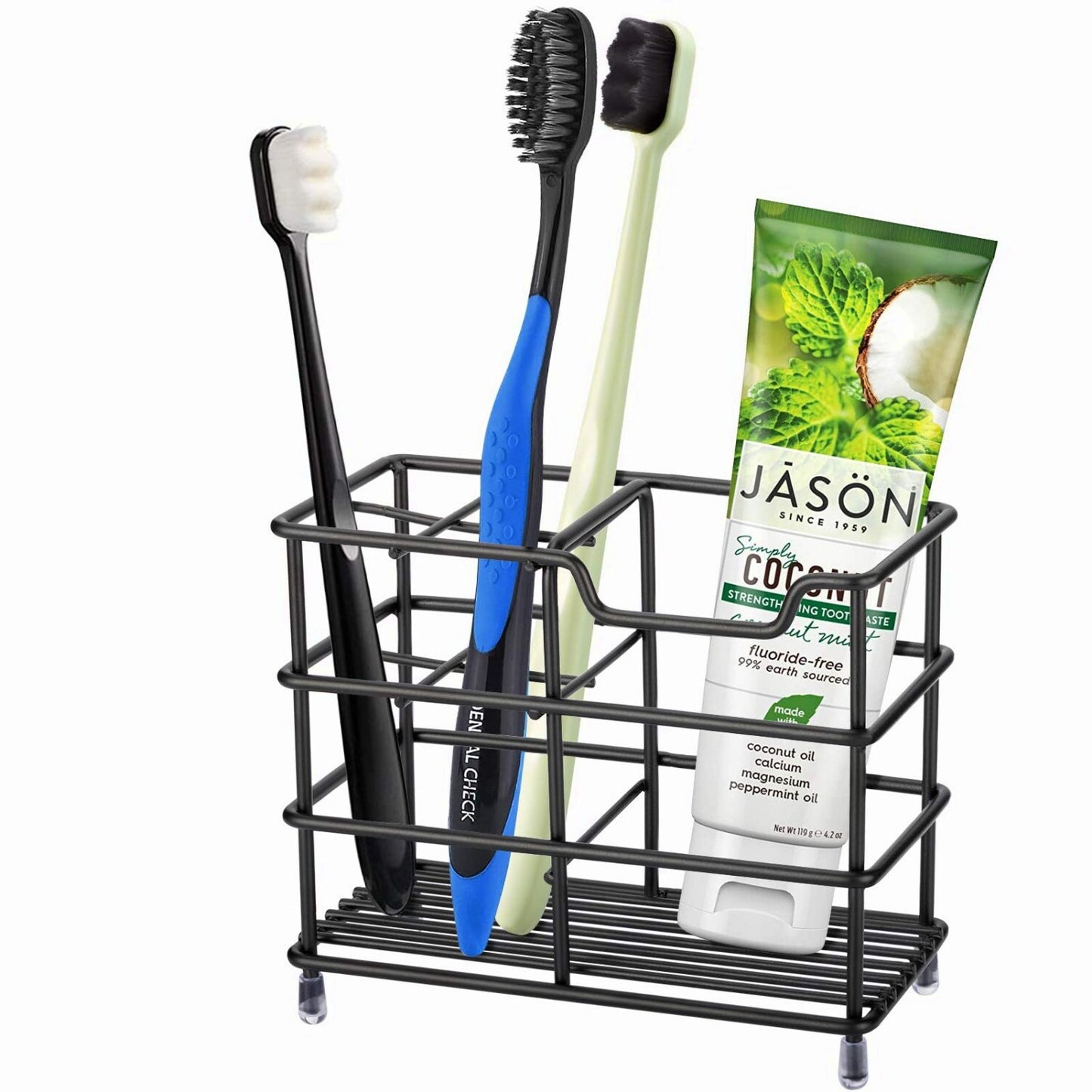 304 Stainless Steel Bathroom Toothbrush and Toothpaste Holder Black