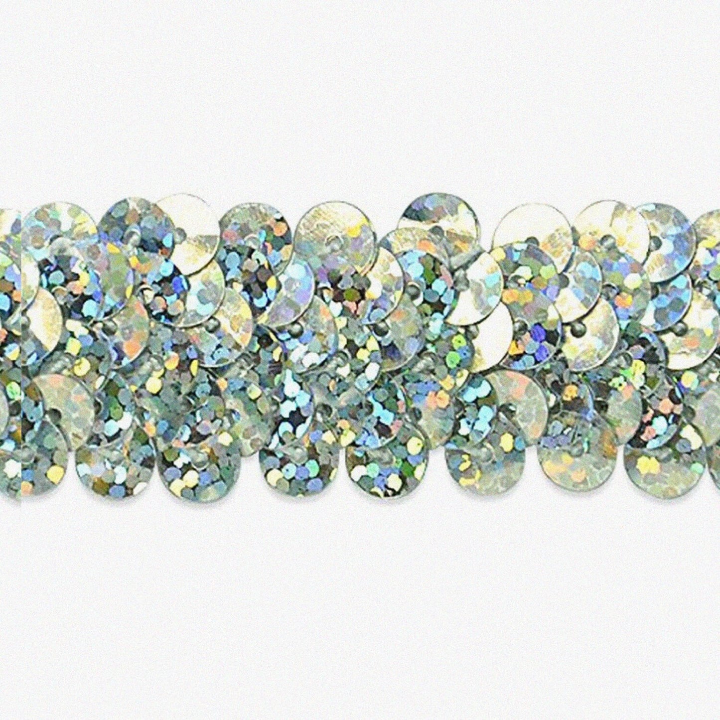 2-Row Hologram Sequin Stretch Trim 20 Yards Silver