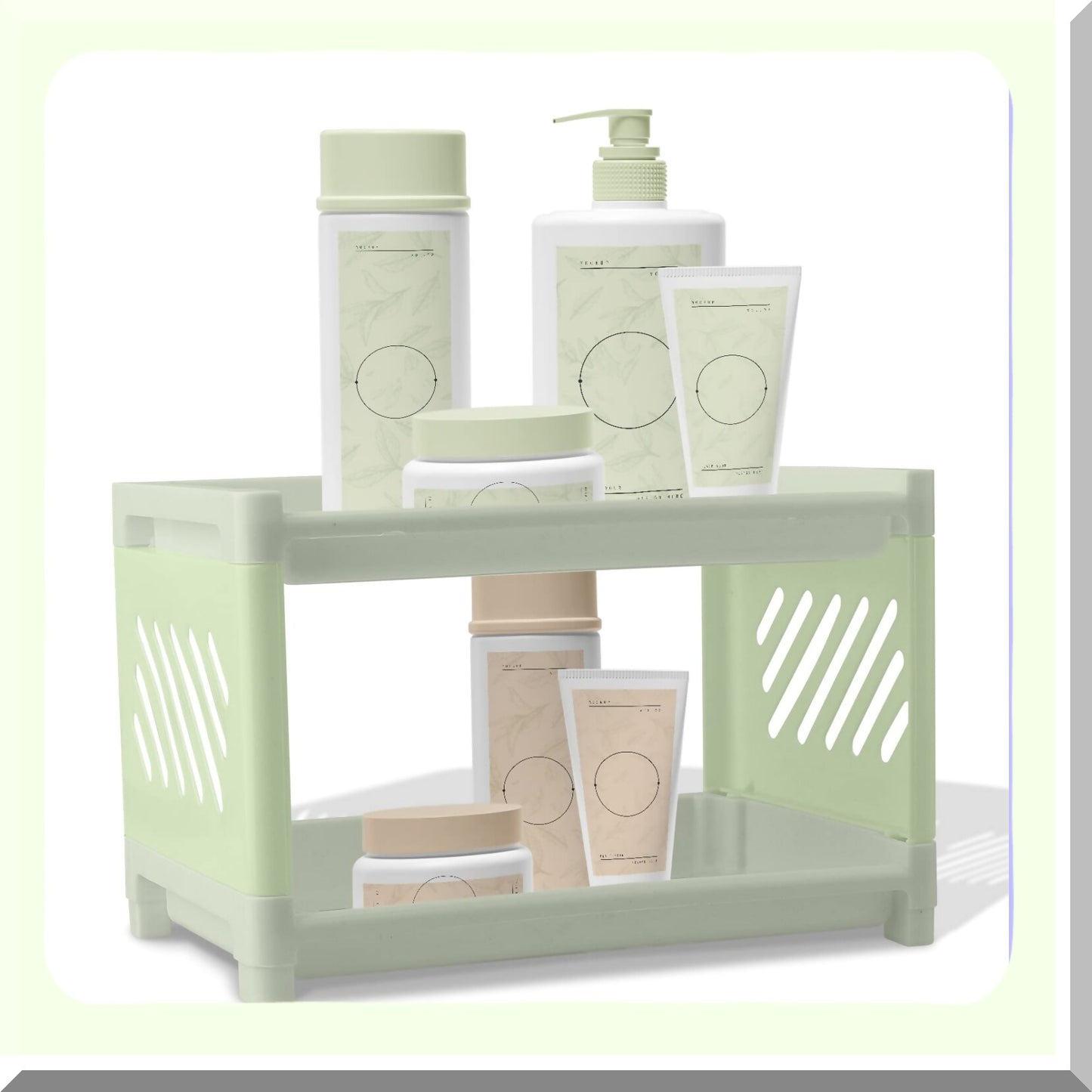 2-Tier Green Bathroom Counter Organizer
