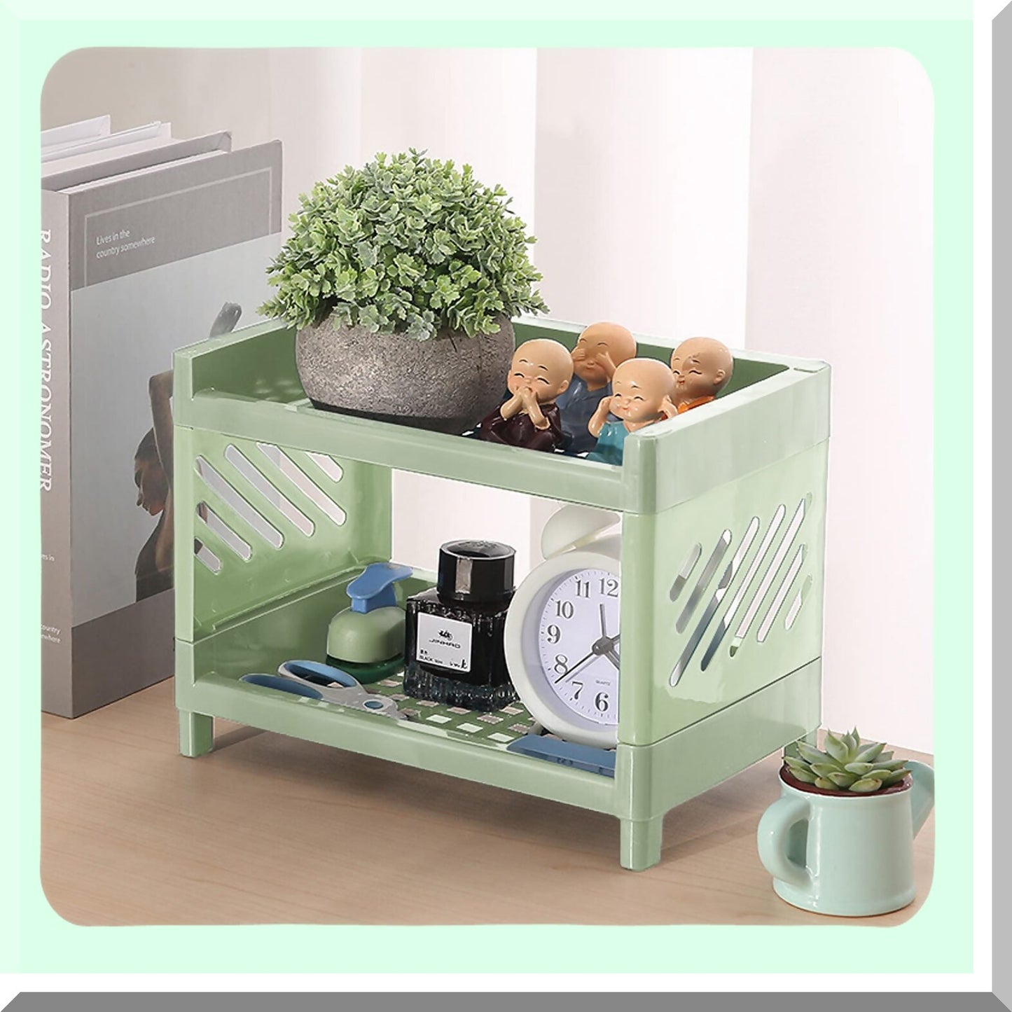 2-Tier Green Bathroom Counter Organizer