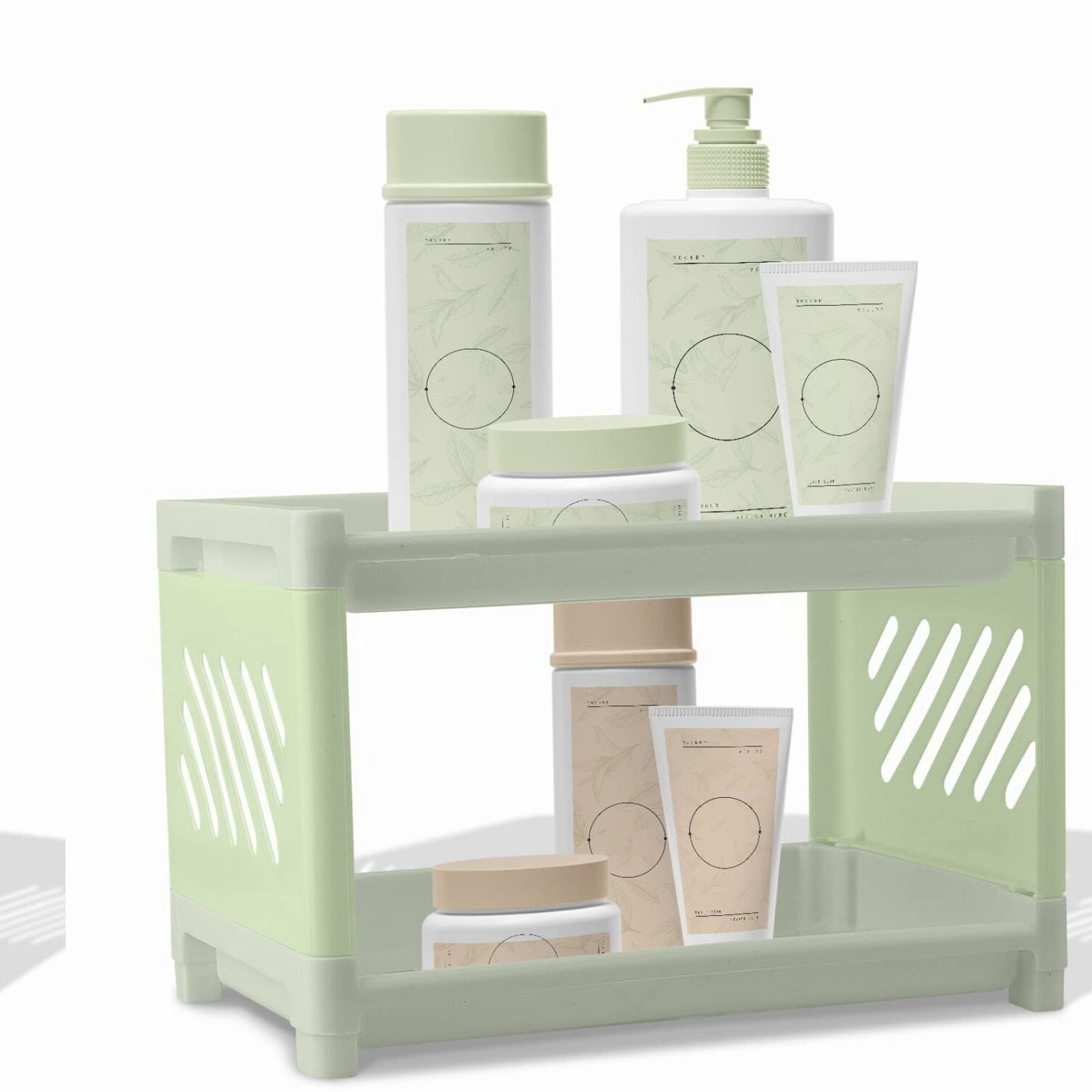 2-Tier Green Bathroom Counter Organizer