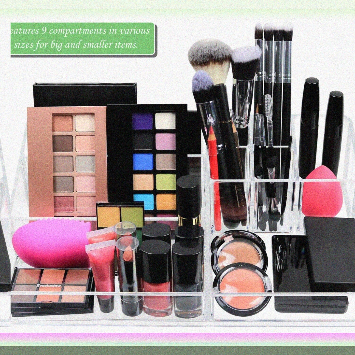 Acrylic 9 Compartment Vanity Organizer