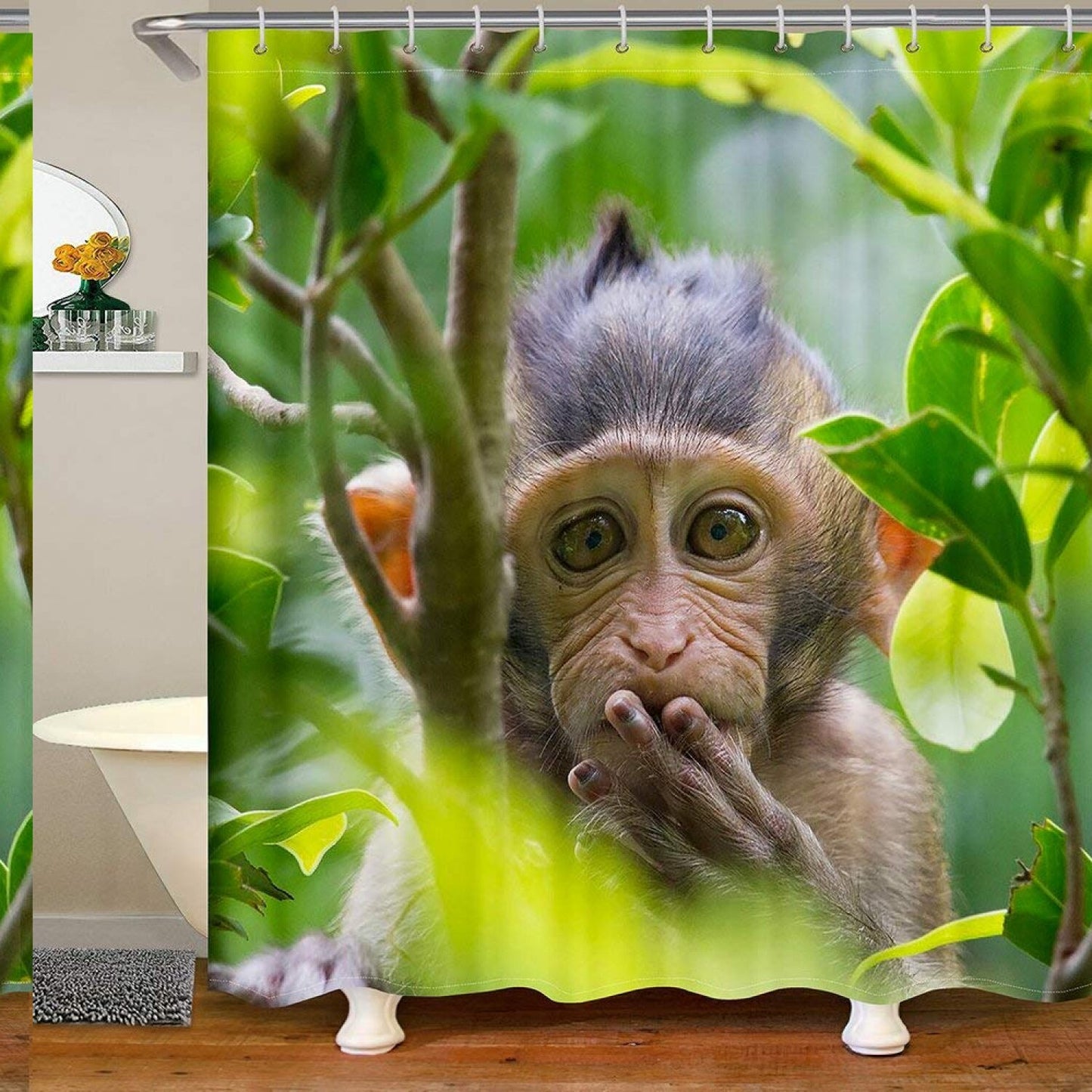 Hippie Monkey Shower Curtain 72x72 Waterproof