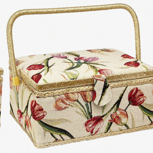 Sewing Basket Floral Print 12" x 9" x 6"
