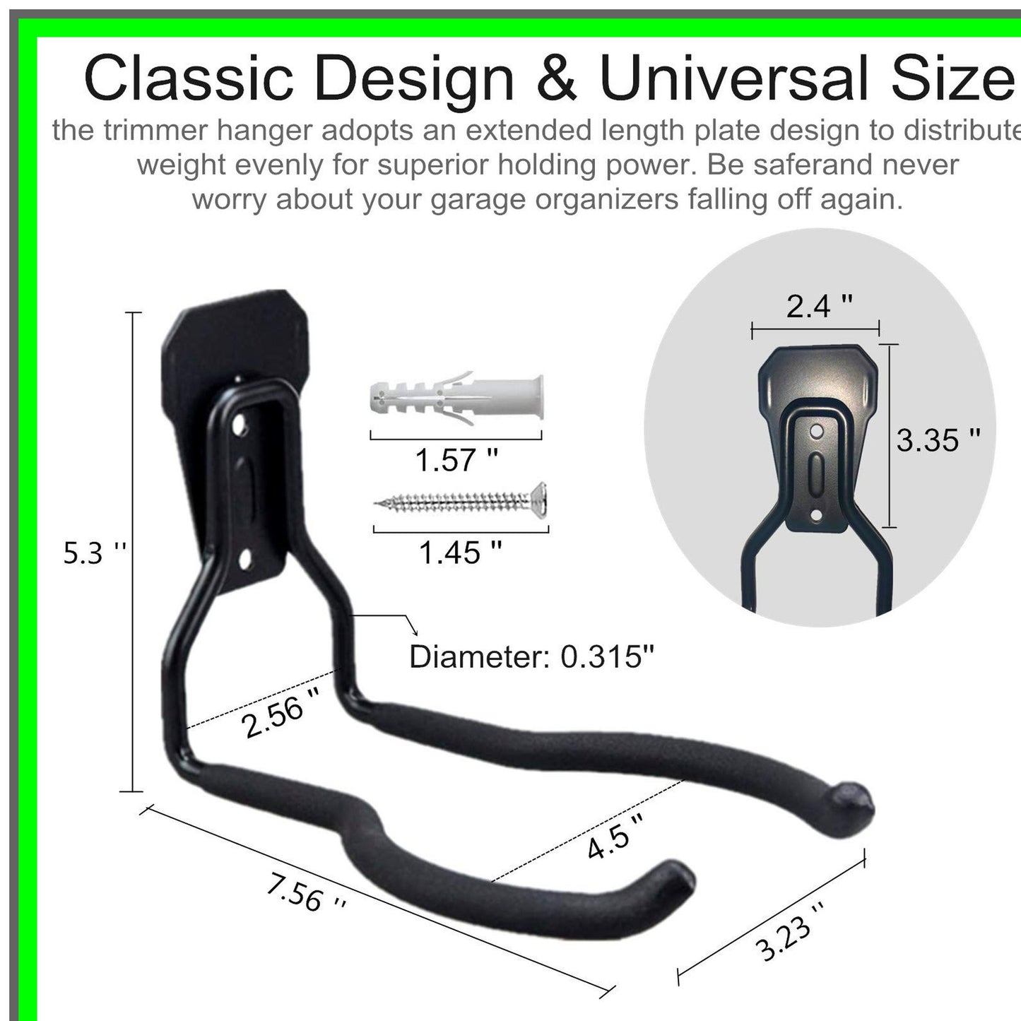 Garden Tool Wall Mount Hanger Set for Trimmers and Power Tools