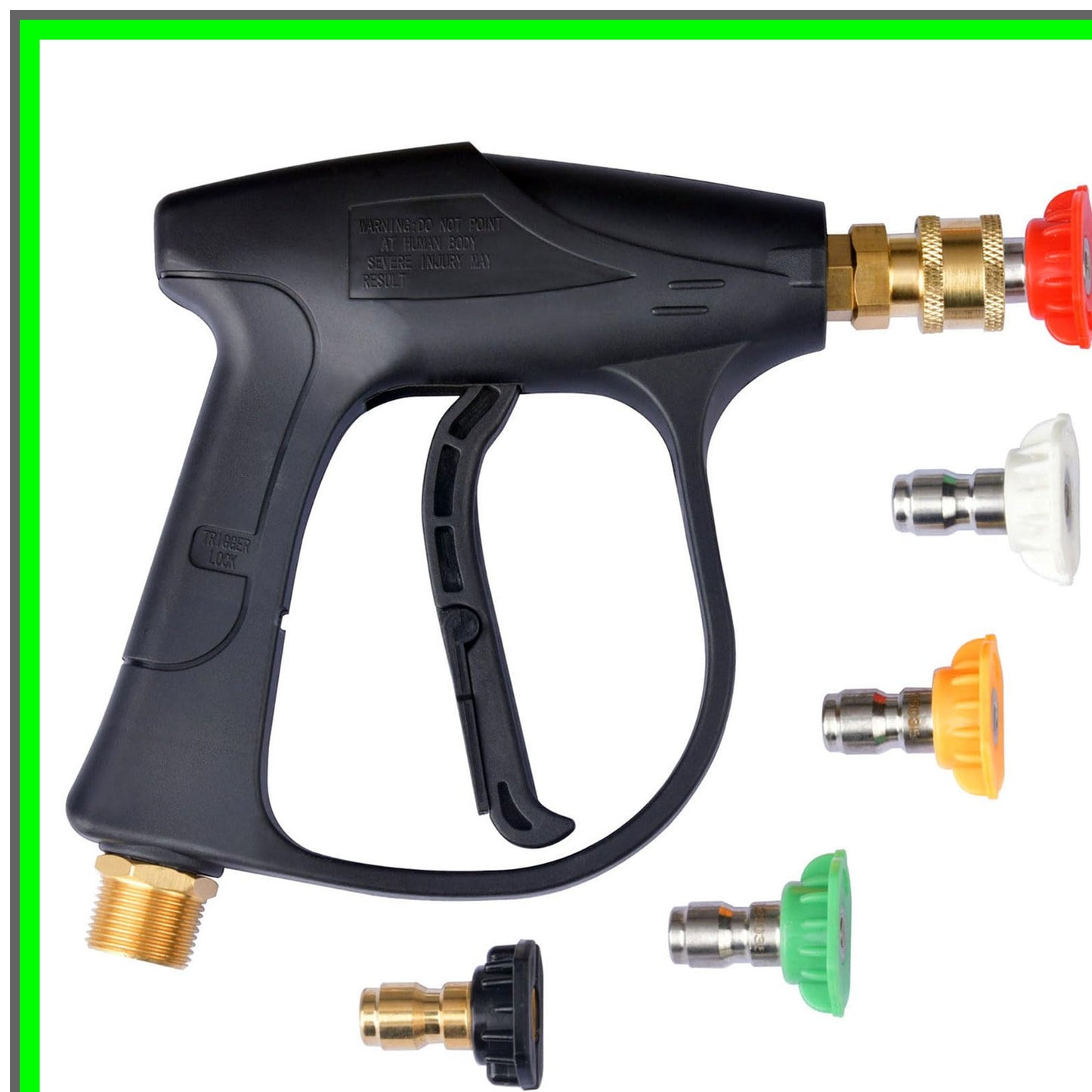Compact Snubby Pressure Washer Gun with Quick Connector and 5 Tips