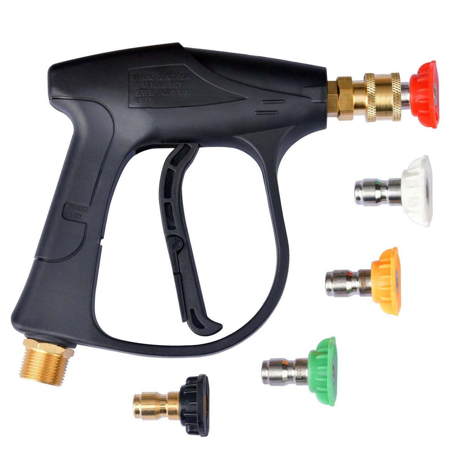 Compact Snubby Pressure Washer Gun with Quick Connector and 5 Tips